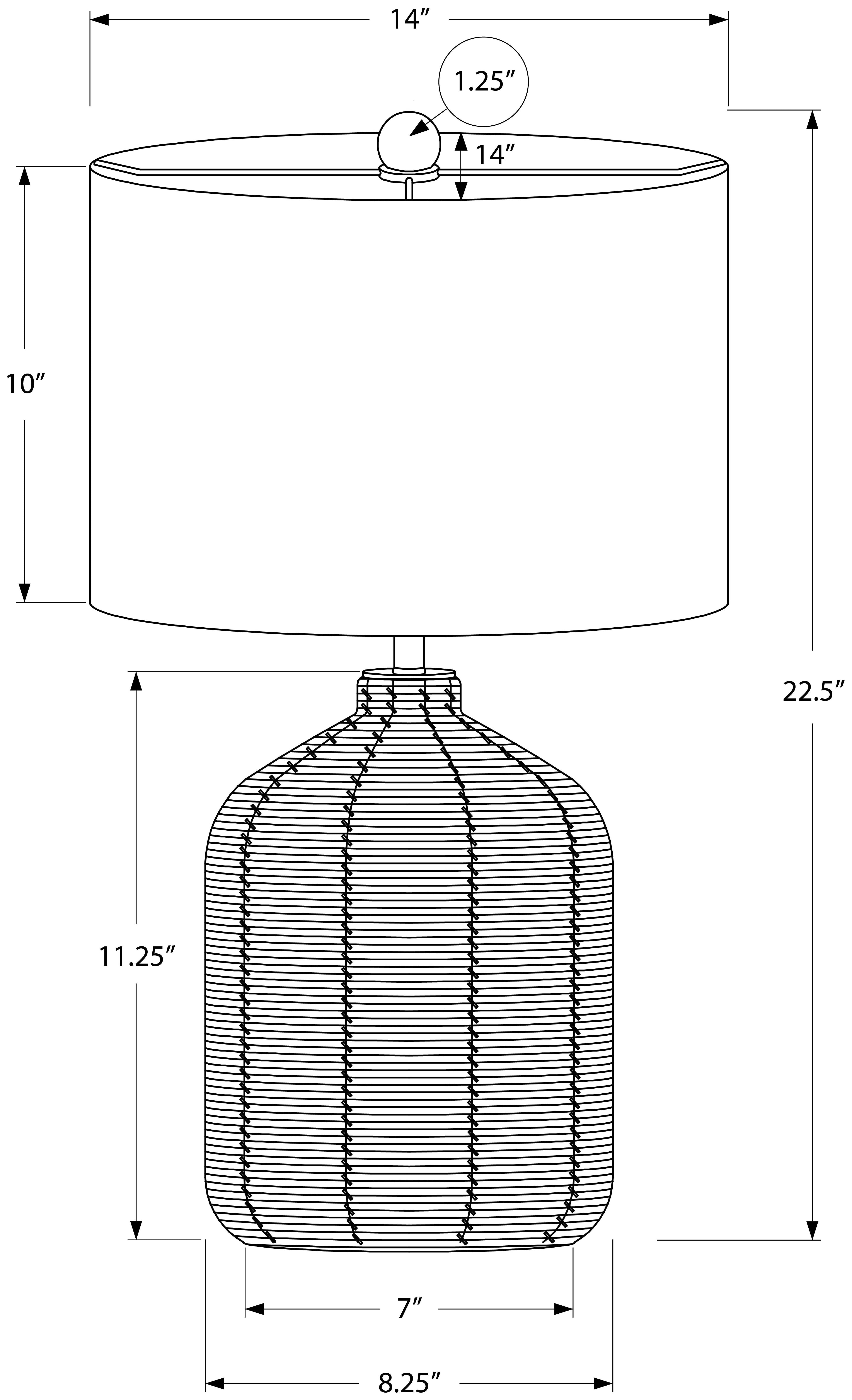 LIGHTING - 23"H TABLE LAMP BLACK RATTAN / IVORY SHADE # I 9734