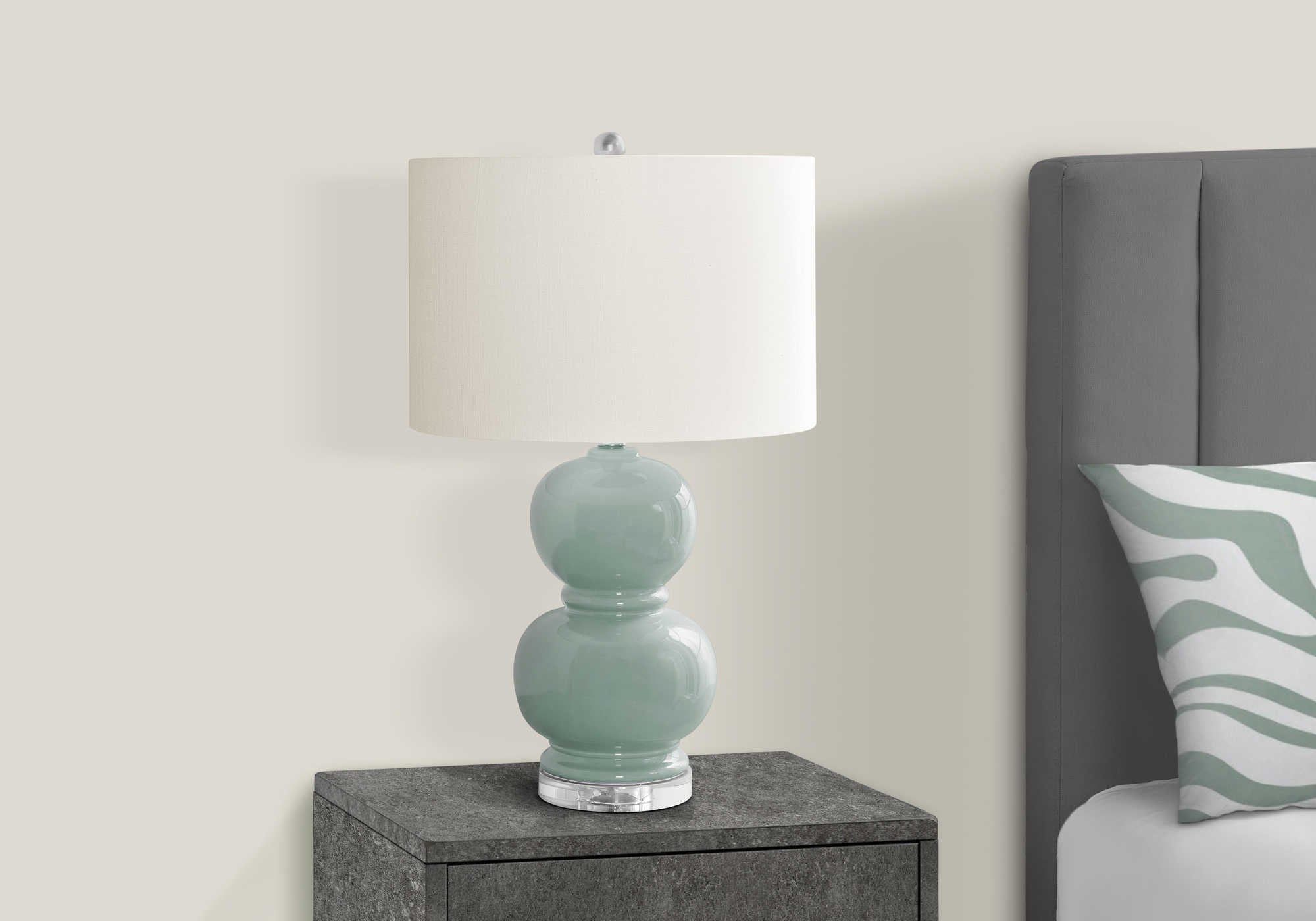 LIGHTING - 25"H TABLE LAMP BLUE CERAMIC / IVORY SHADE # I 9743