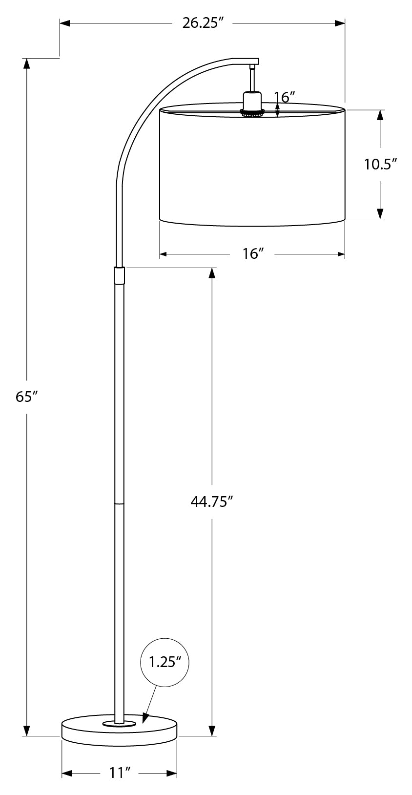 ÉCLAIRAGE - LAMPADAIRE ARC 65"H MÉTAL LAITON / IVOIRE # I 9750