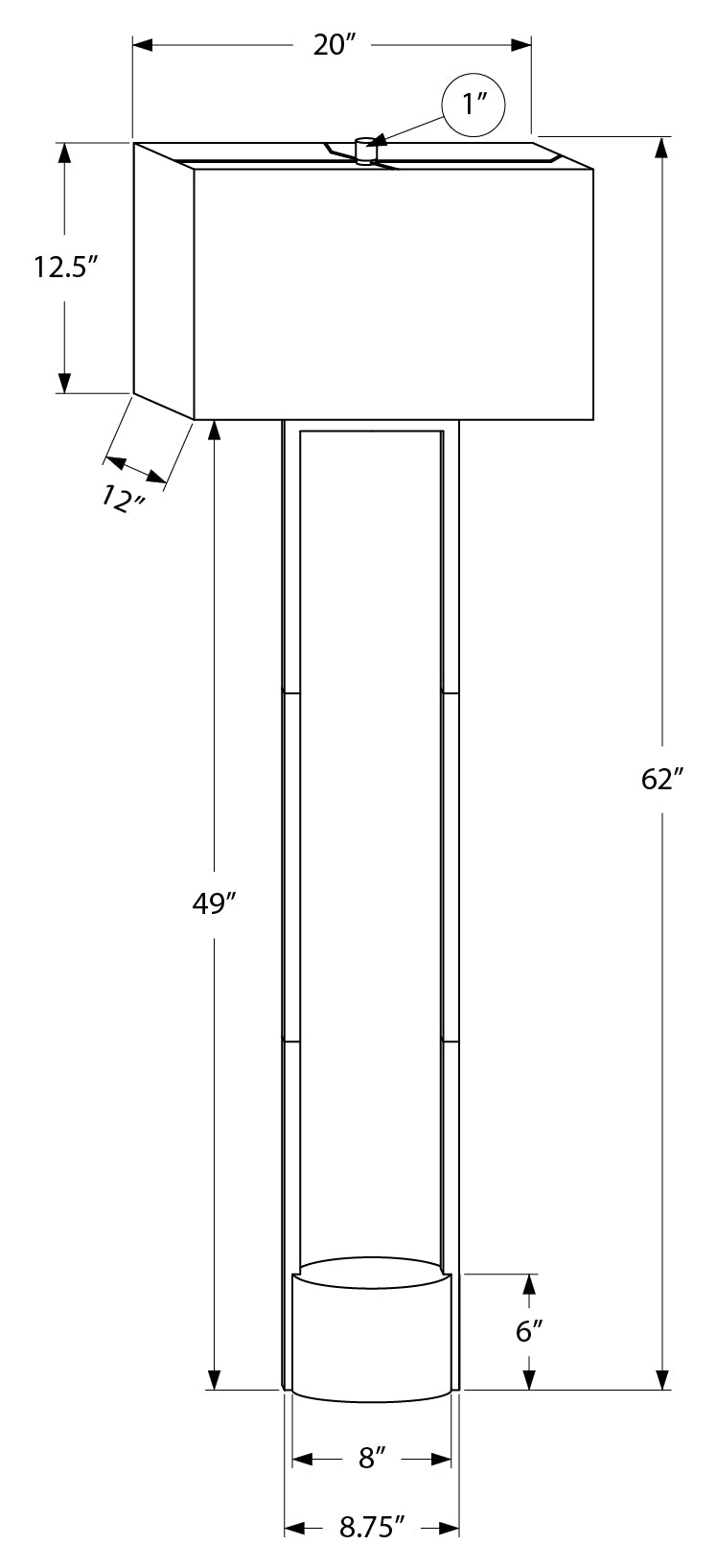 LIGHTING - 62"H FLOOR LAMP BLACK METAL / IVORY # I 9752