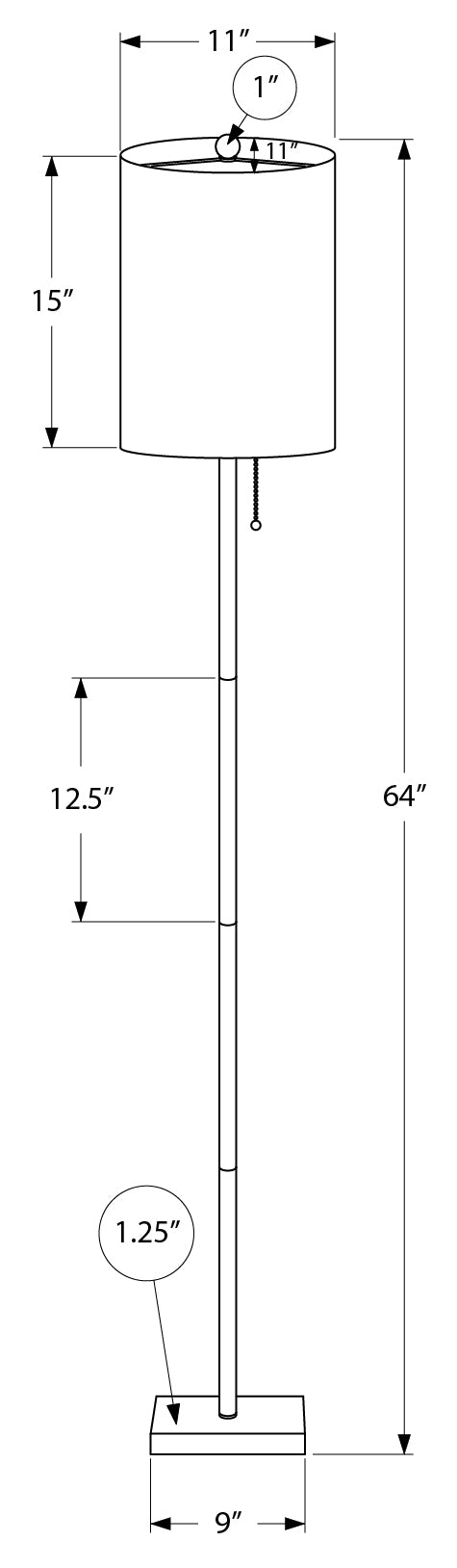 LIGHTING - 62"H FLOOR LAMP BLACK METAL / IVORY SHADE # I 9758