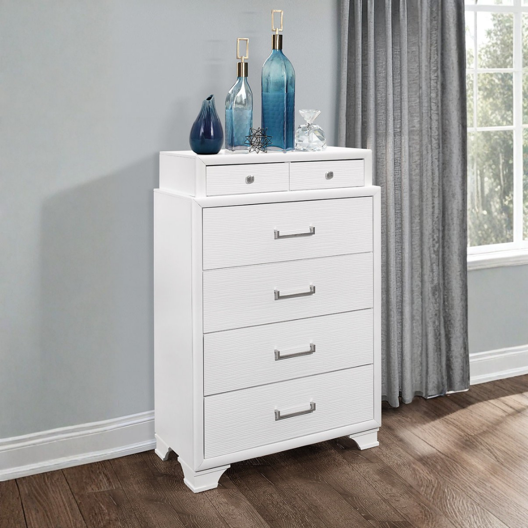 Allegra – Commode à 5 tiroirs – Laque blanche