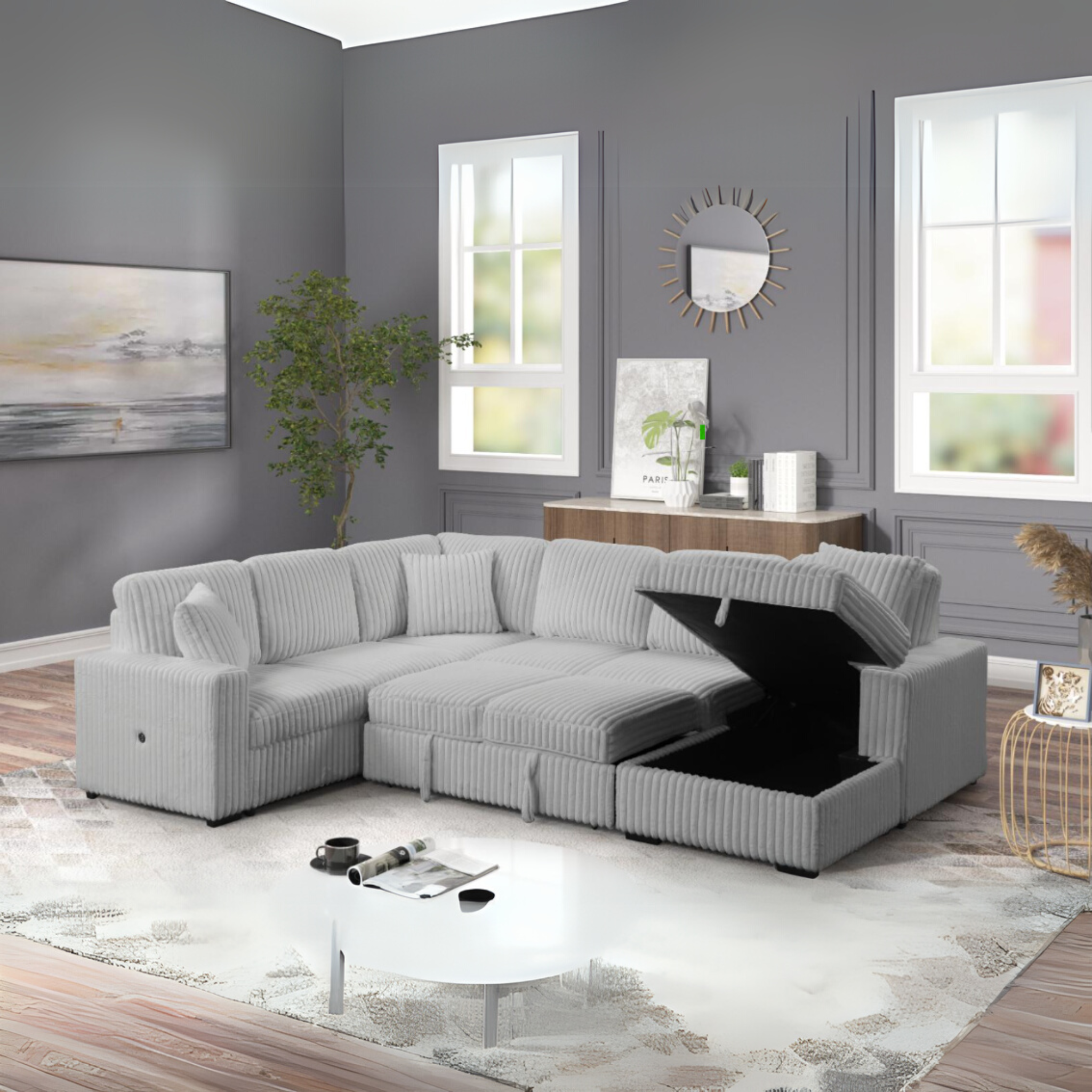 Relive Sectional Sofa Bed – Grey