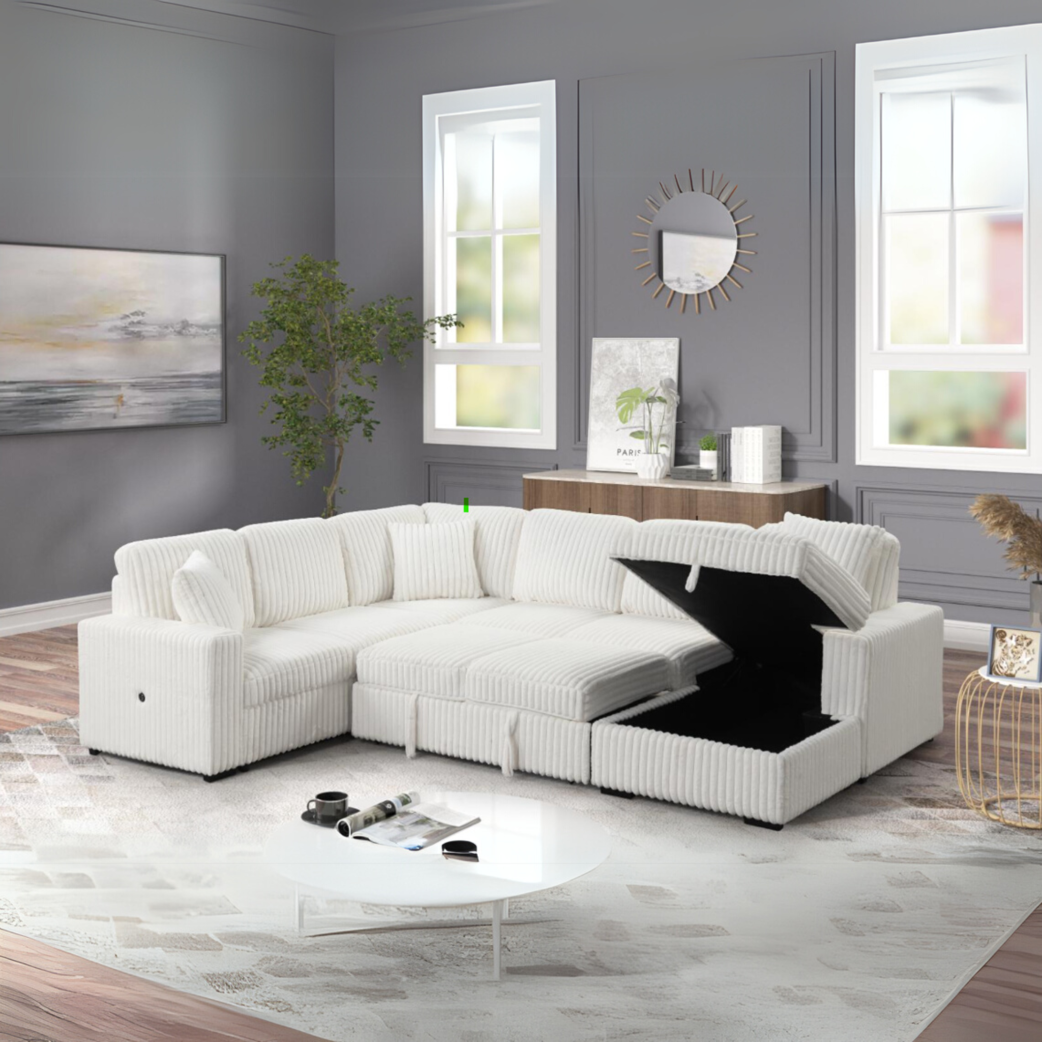 Relive Sectional Sofa Bed – White