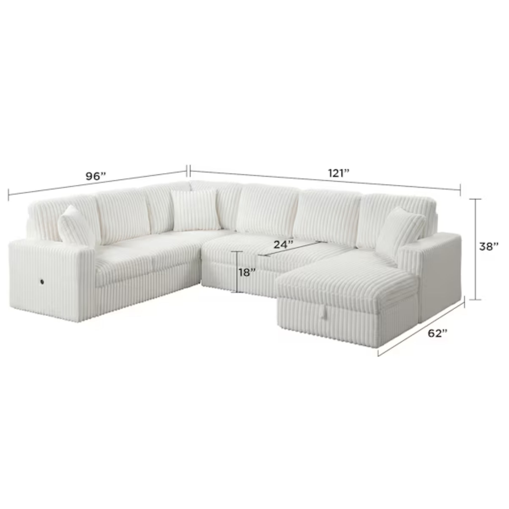 Relive Sectional Sofa Bed – White