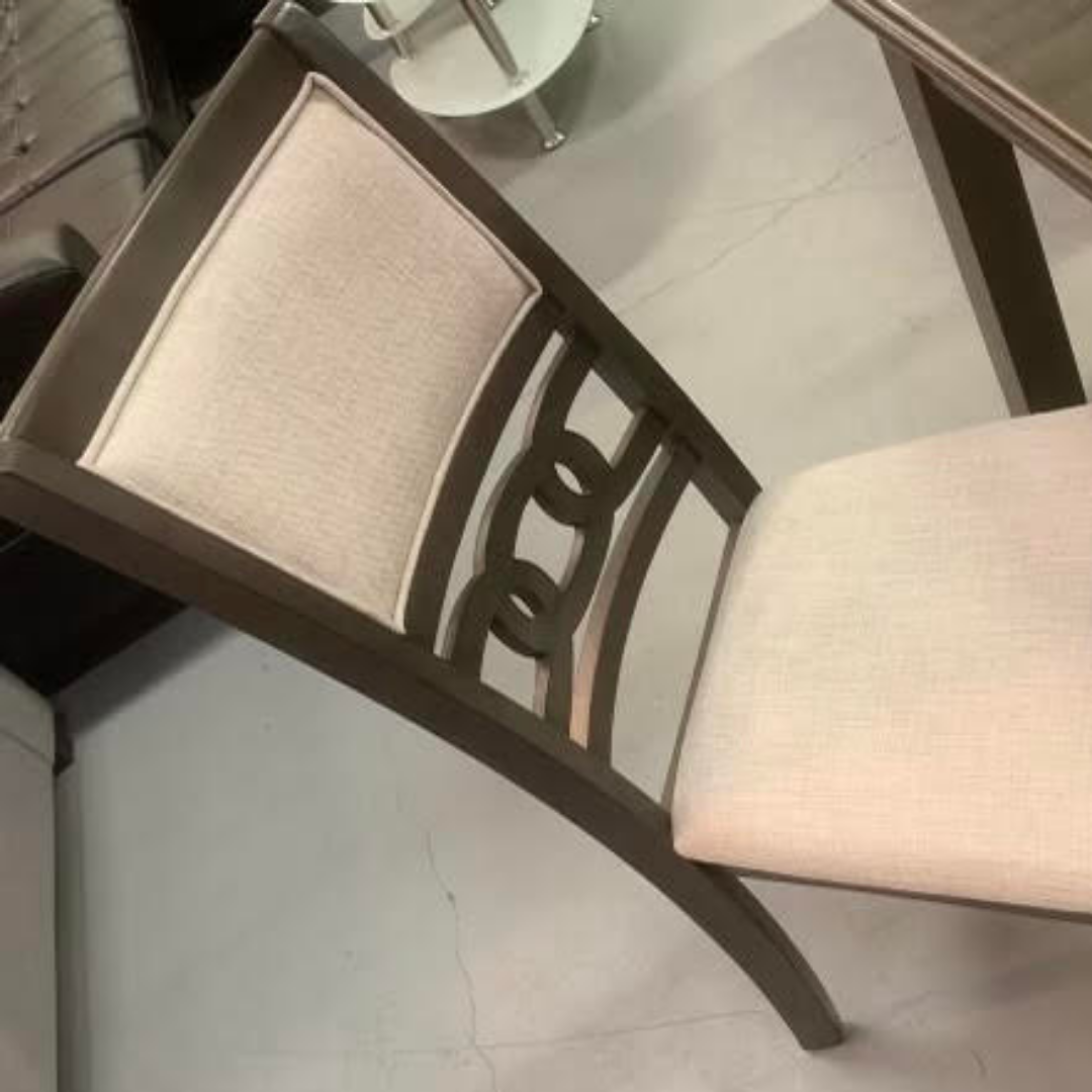 Westwood – Dining Set – Gray Finish / Black Fabric Seats