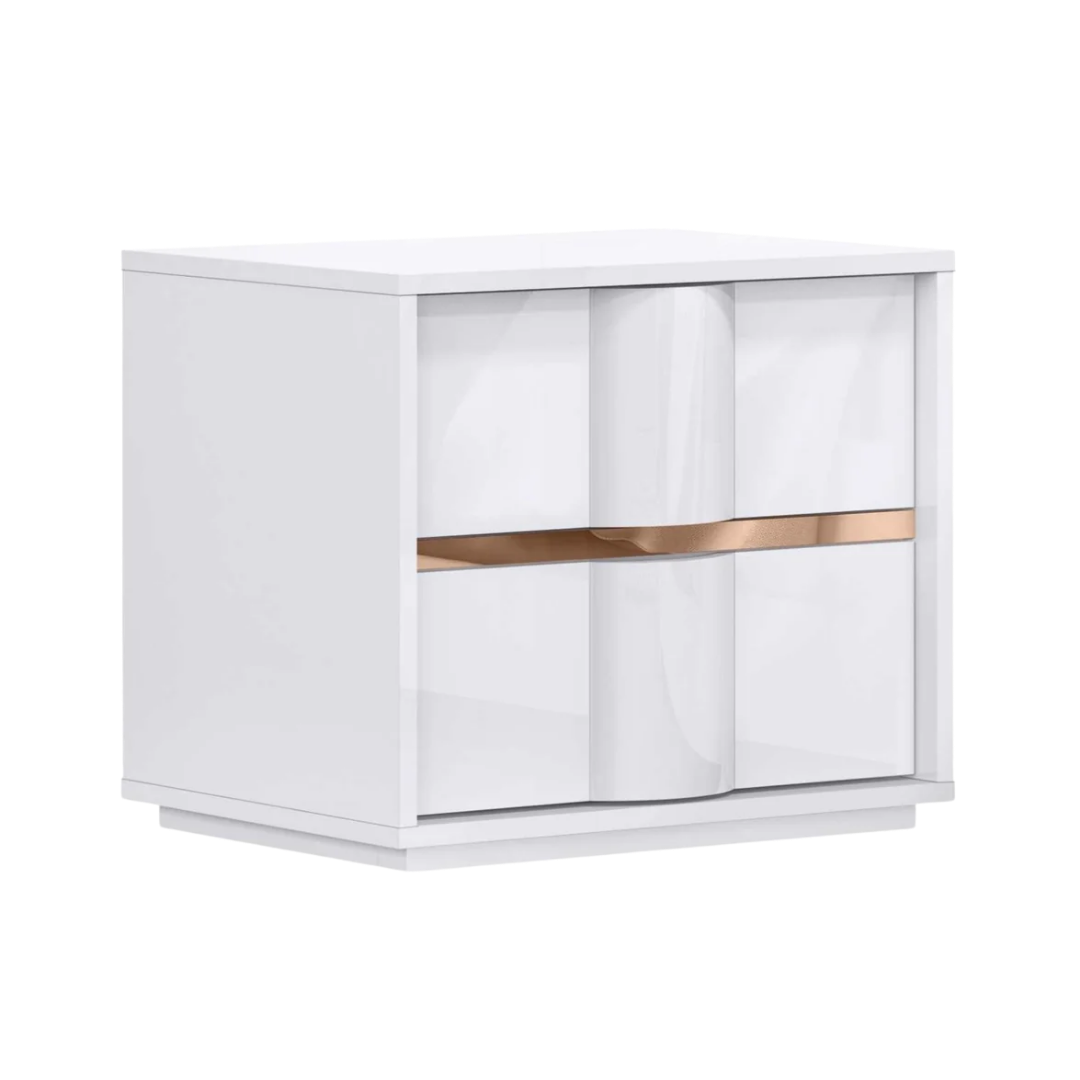 Lumira – Ensemble de chambre à coucher – Grand lit – Blanc/Or