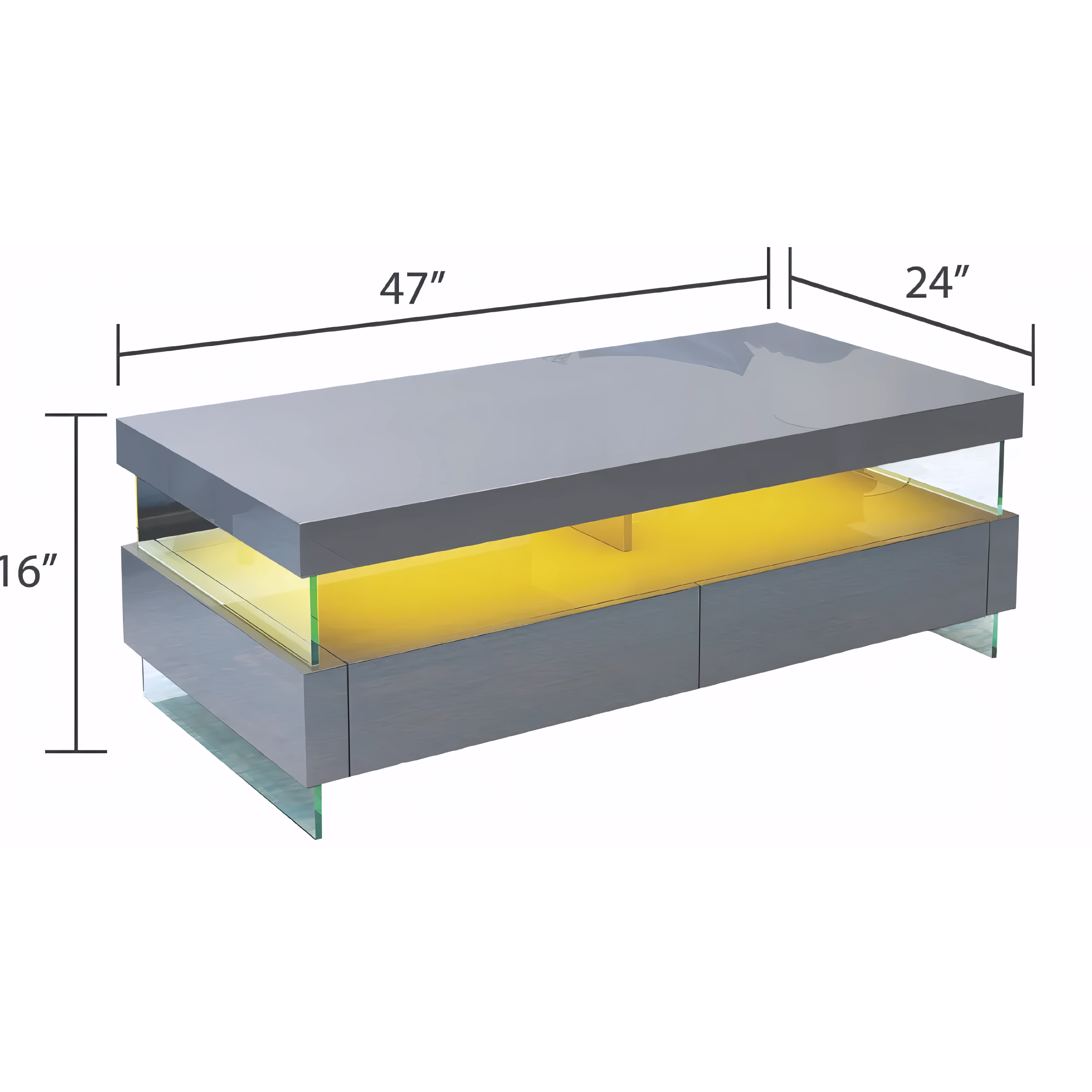 Lunaris – Table basse laquée LED – Finition grise