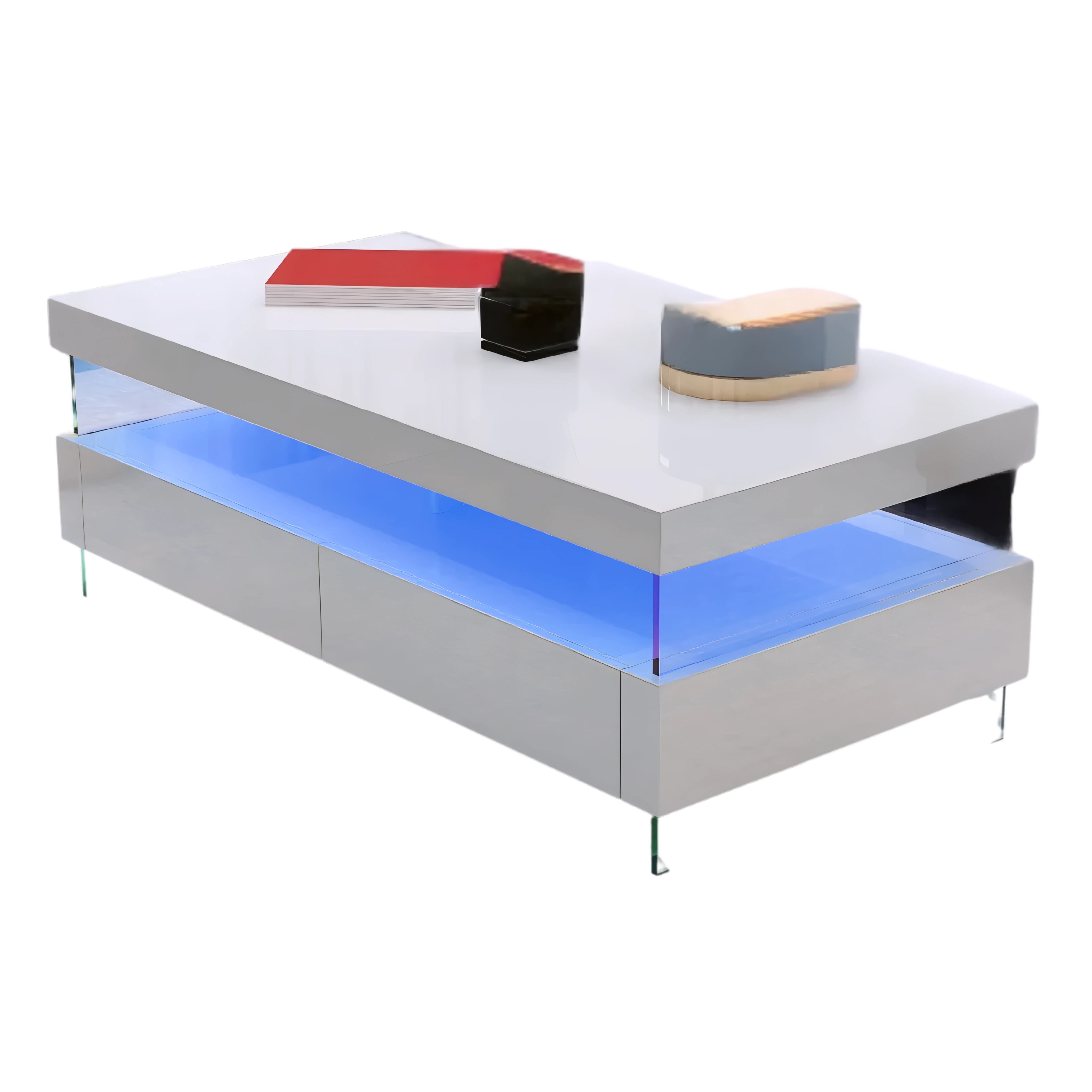 Lunaris – Table basse laquée LED – Finition blanche