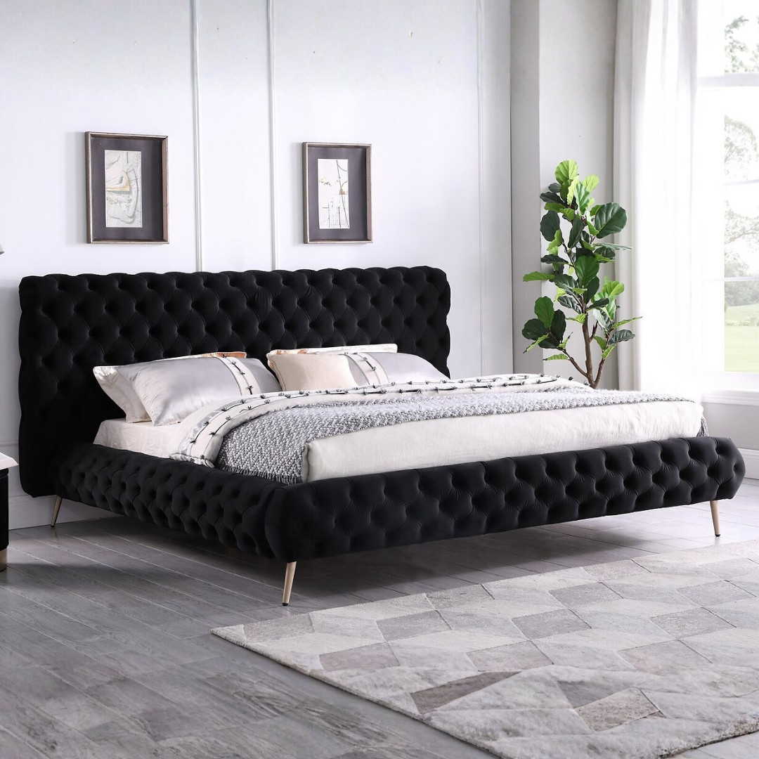 Luxorin – Queen Bed – Velvet (Black)