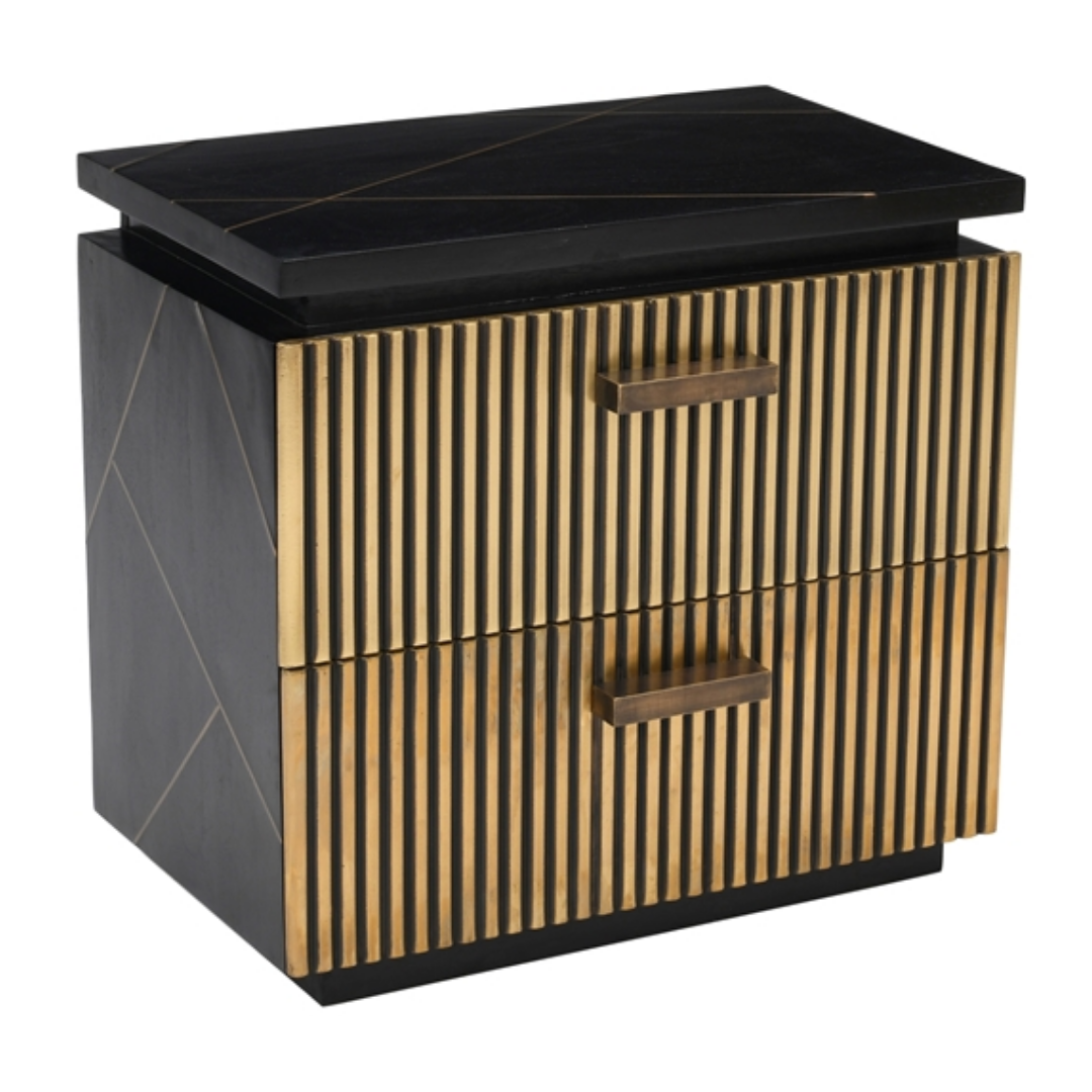 Ensemble chambre queen Marquess 6 pièces noir or brossé bois de manguier massif – Bonito Montréal
