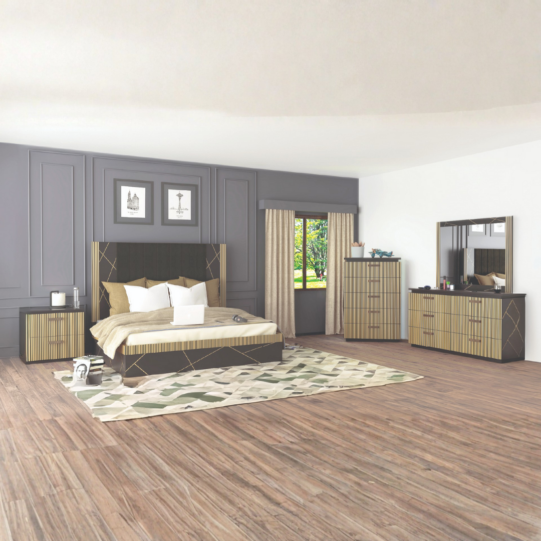 Marquess – Bedroom Set – Queen – Black/Gold
