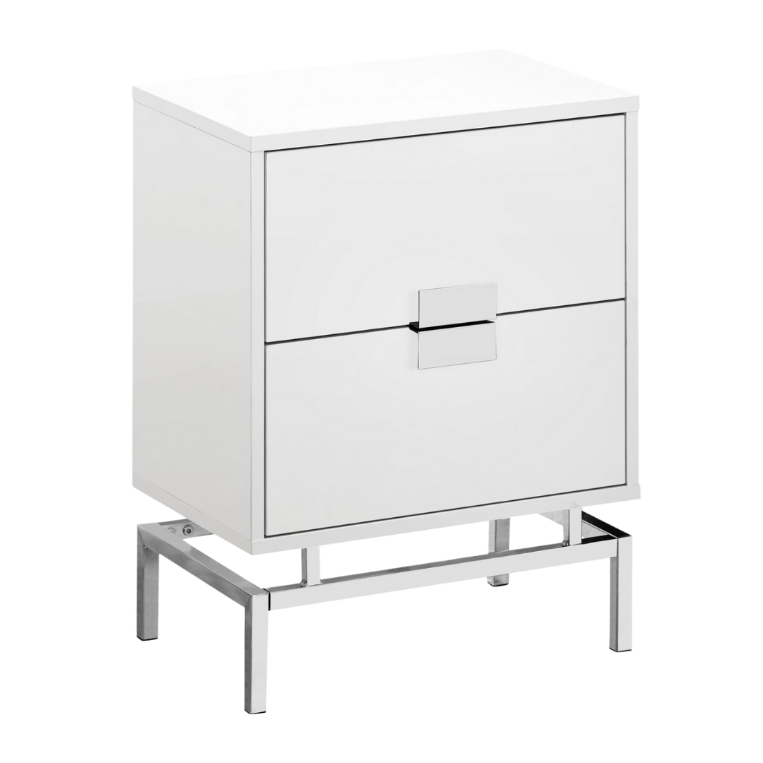 Moderna – Night Stand – White / Silver Metal