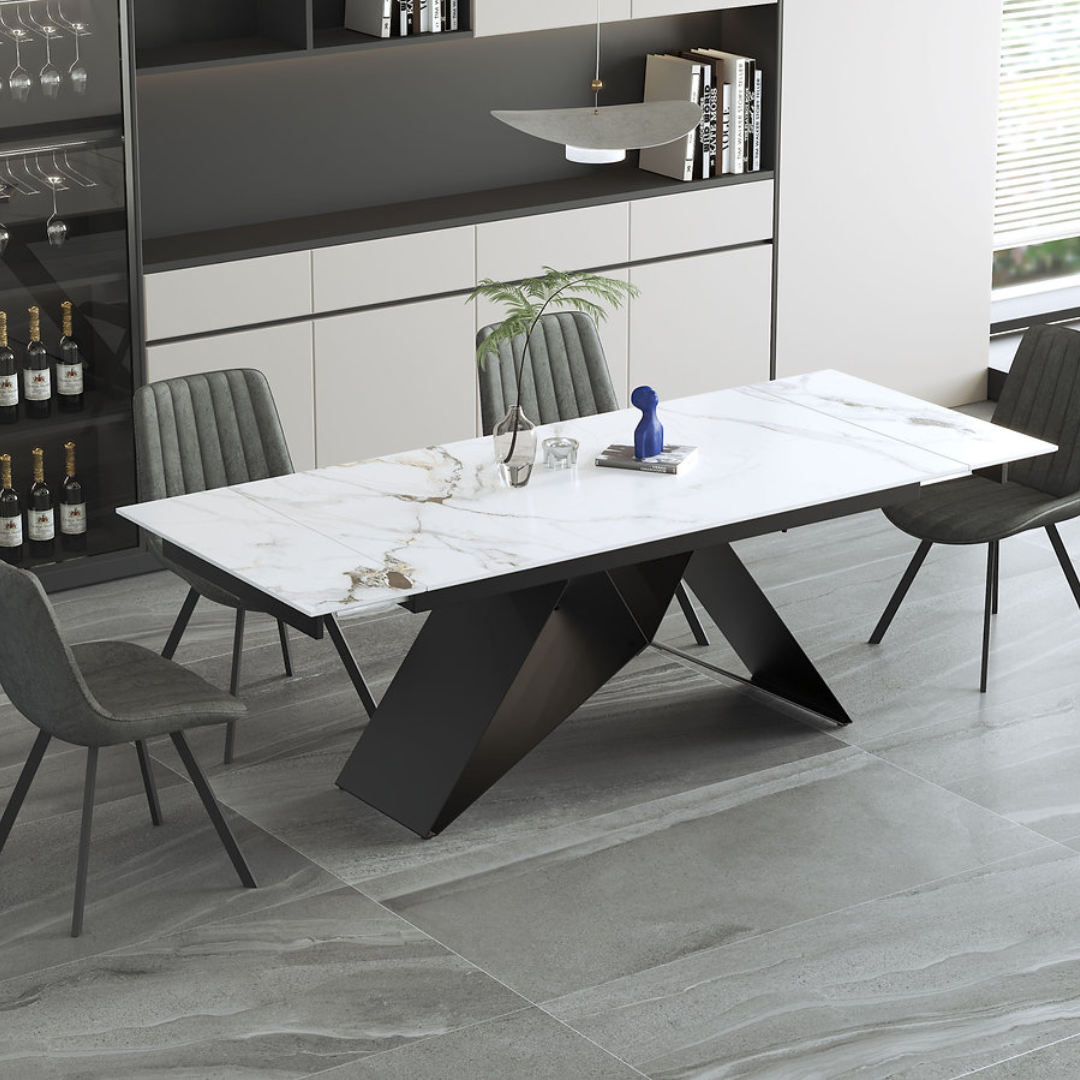 Virex – Extendable Dining Table – Channel Marble Look