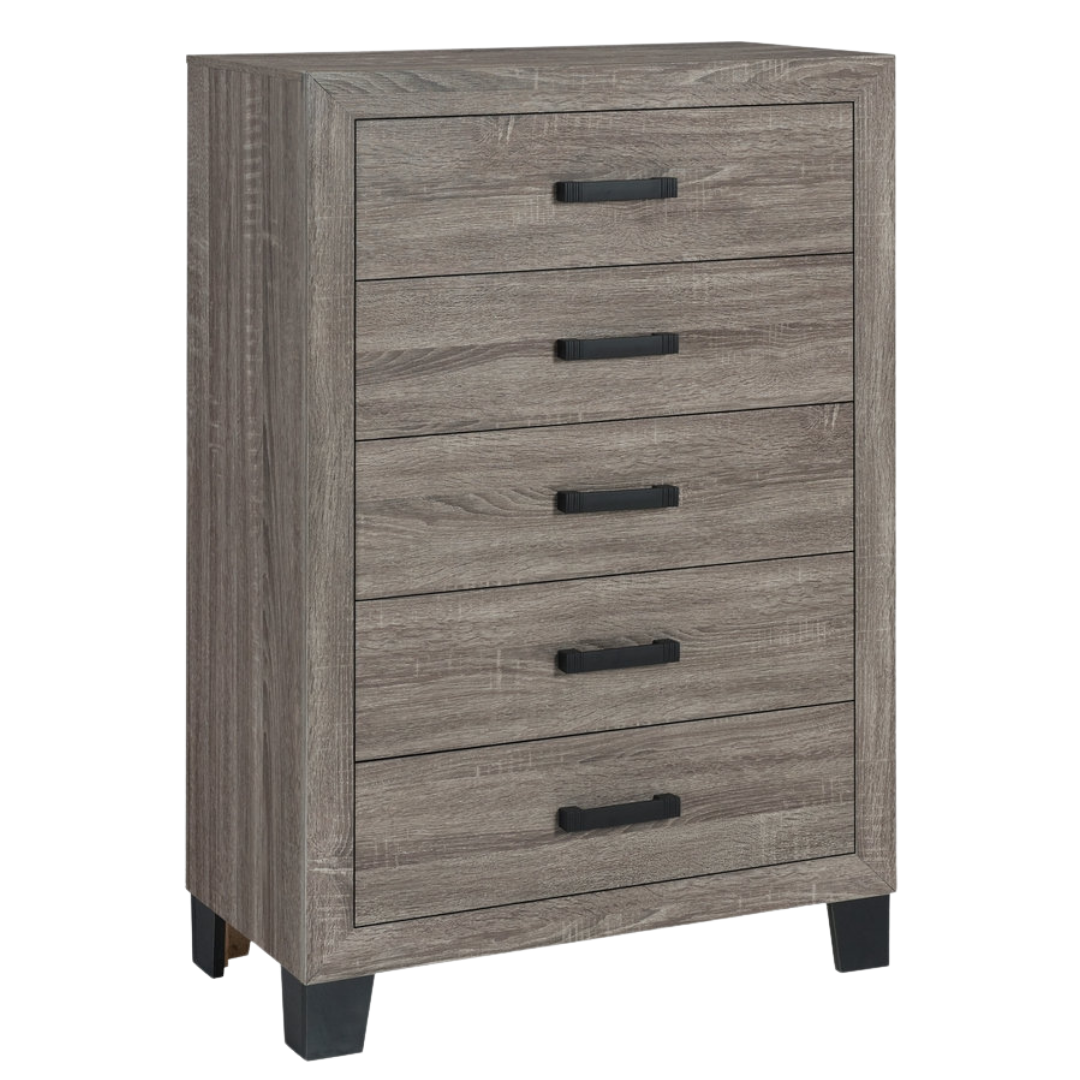Stonebrook – Commode à 5 tiroirs – Finition bois taupe