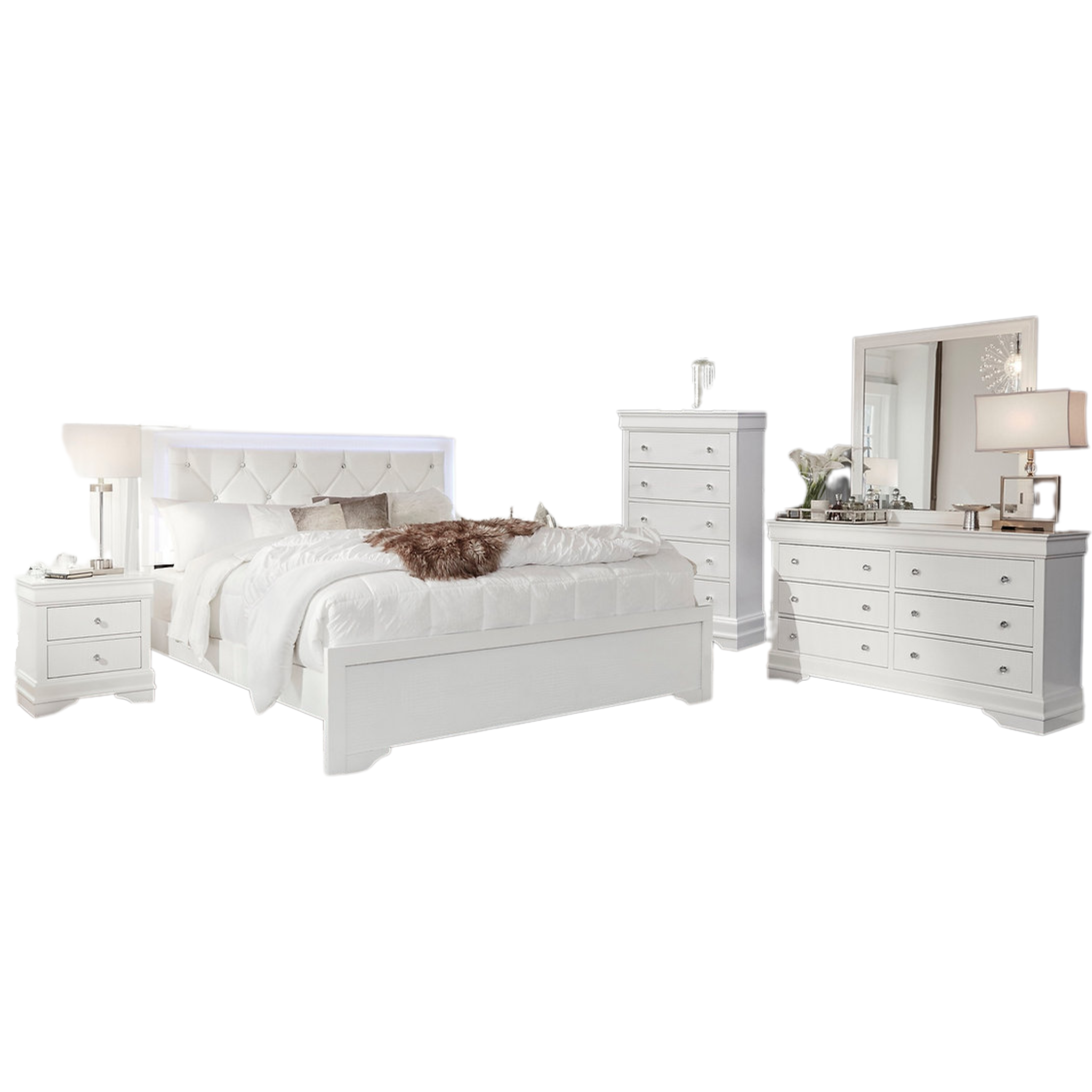 Queen Bedroom Set - Pompei White