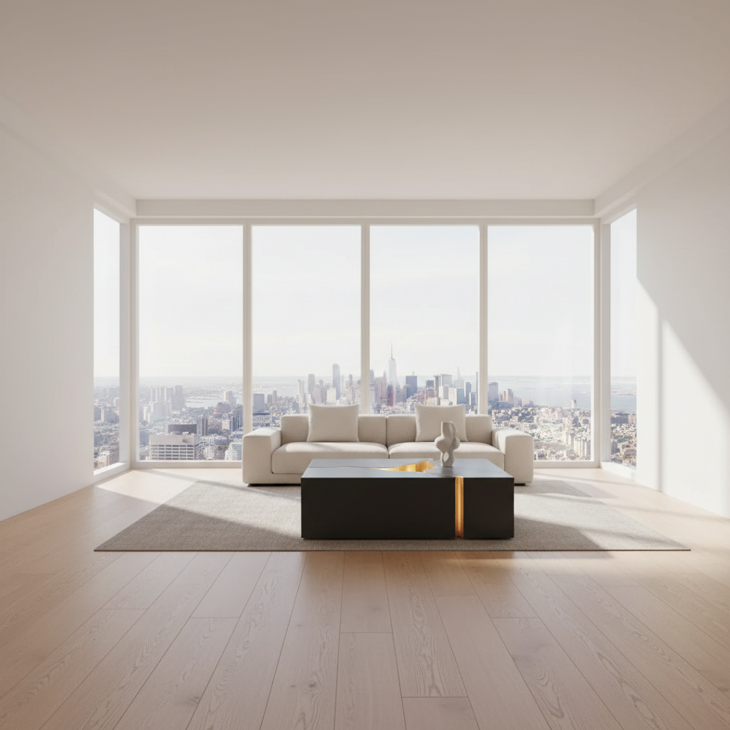 Quorvian – Table basse modulaire en verre noir – Détails dorés