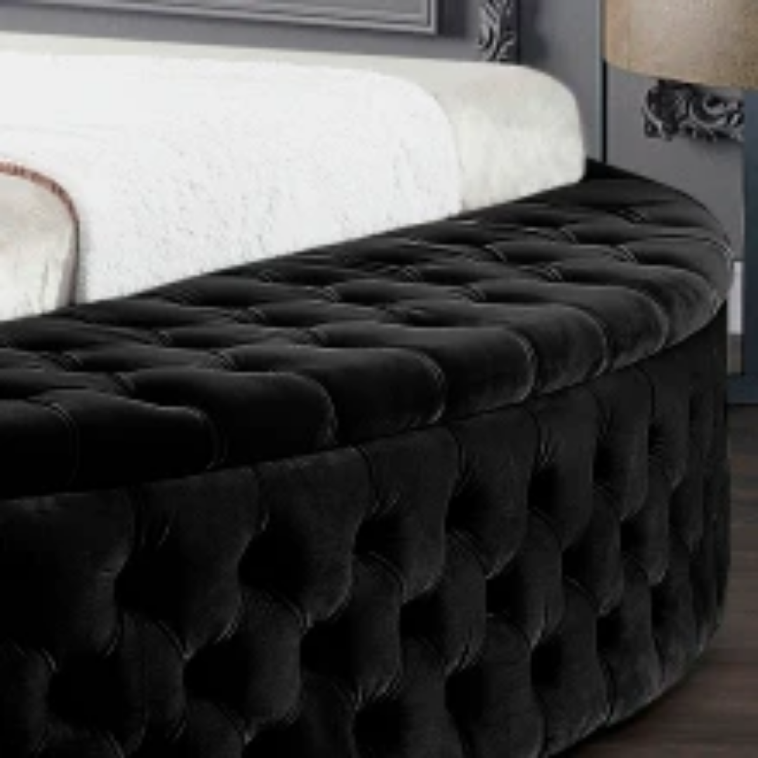 Ravion – Queen Bed – Velvet (Black)