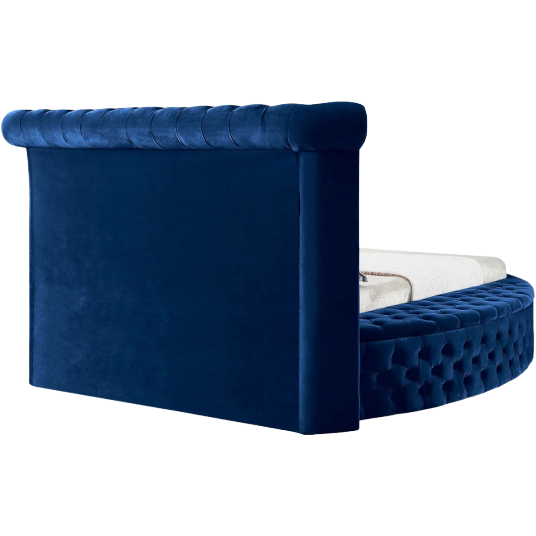 Ravion – Queen Bed – Velvet (Blue)