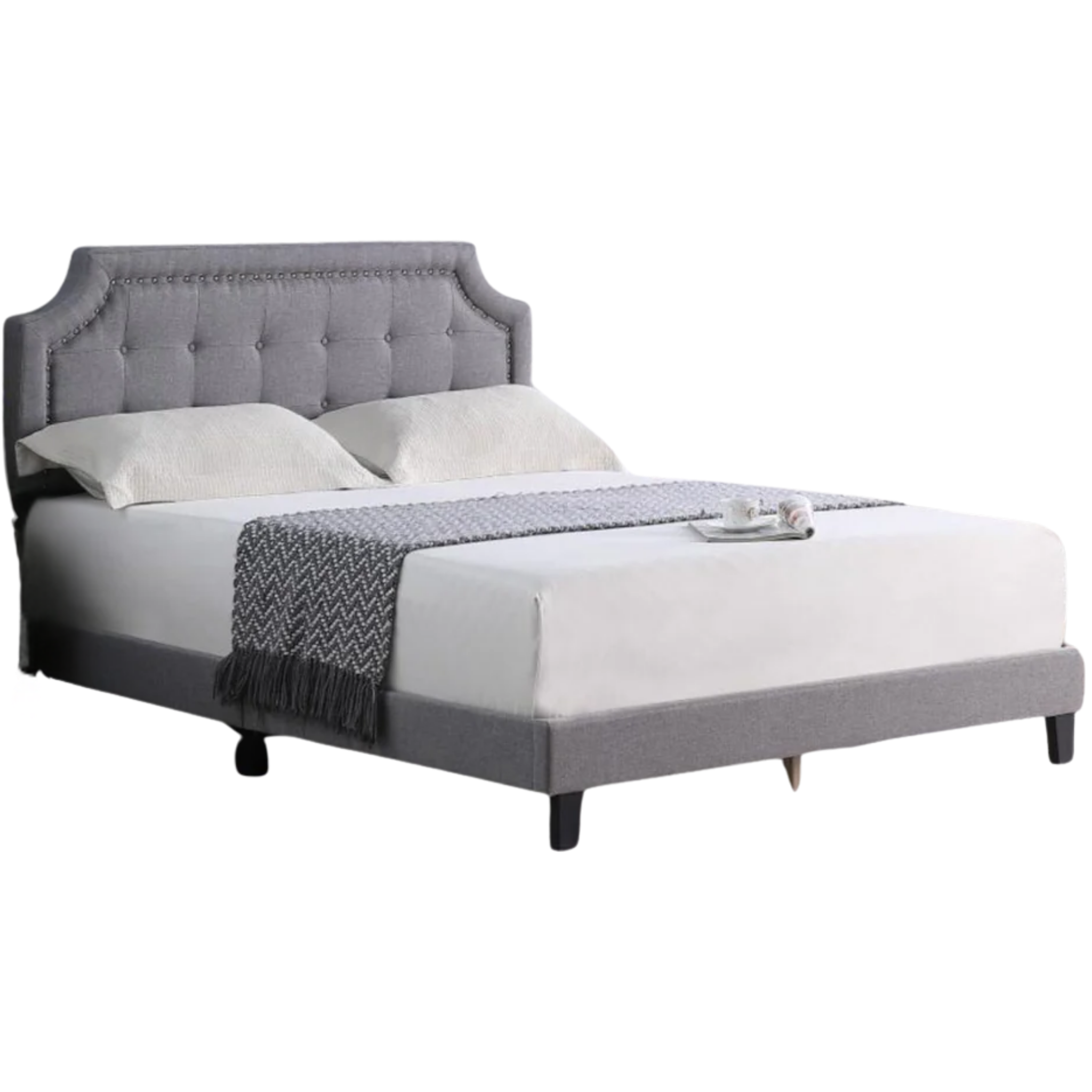 Lit King Size - RAYAN - Cadre de lit en tissu rembourré