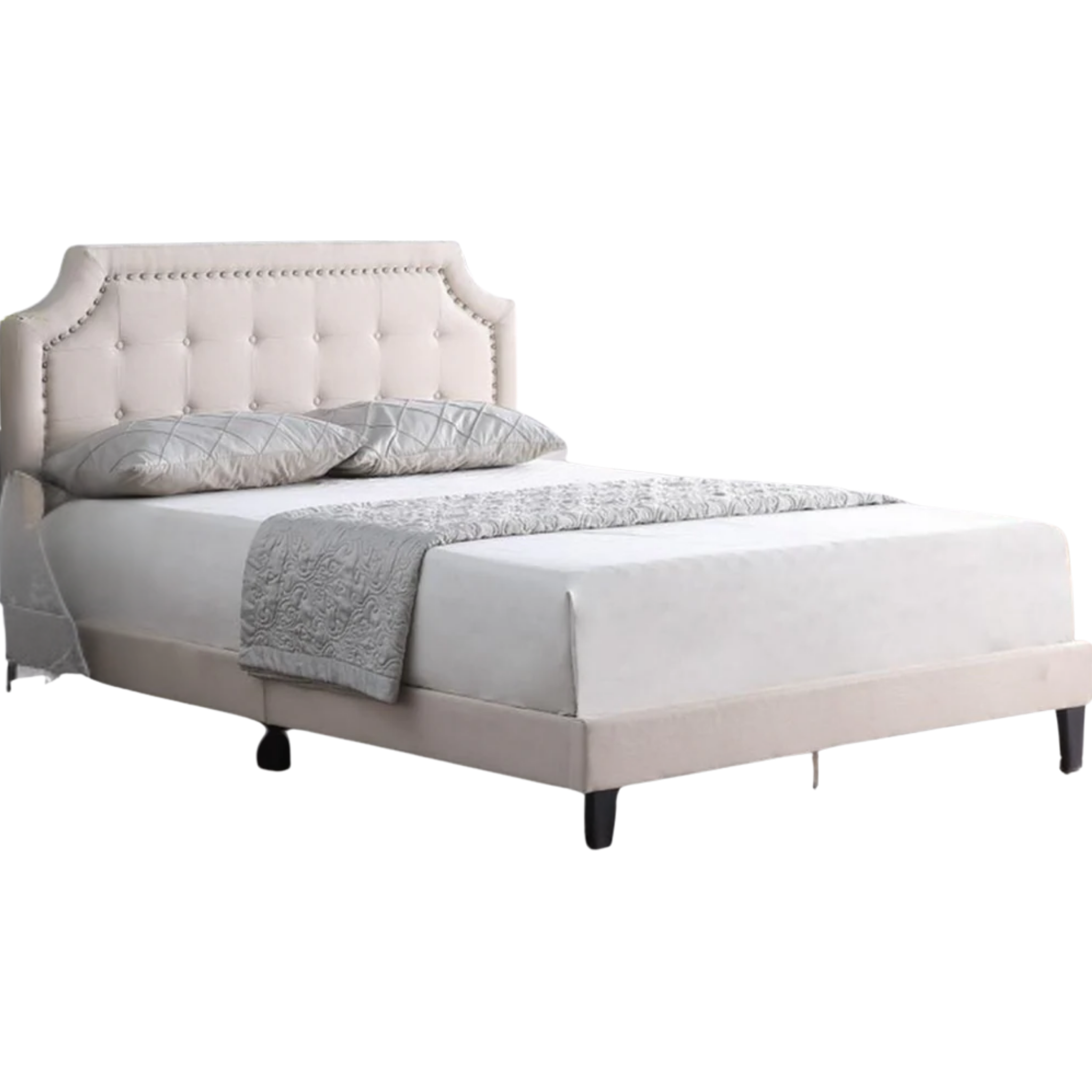 Lit King Size - RAYAN - Cadre de lit en tissu rembourré
