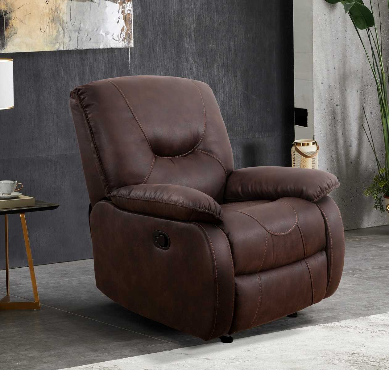 Fauteuil inclinable en tissu peau d'éléphant marron 6351