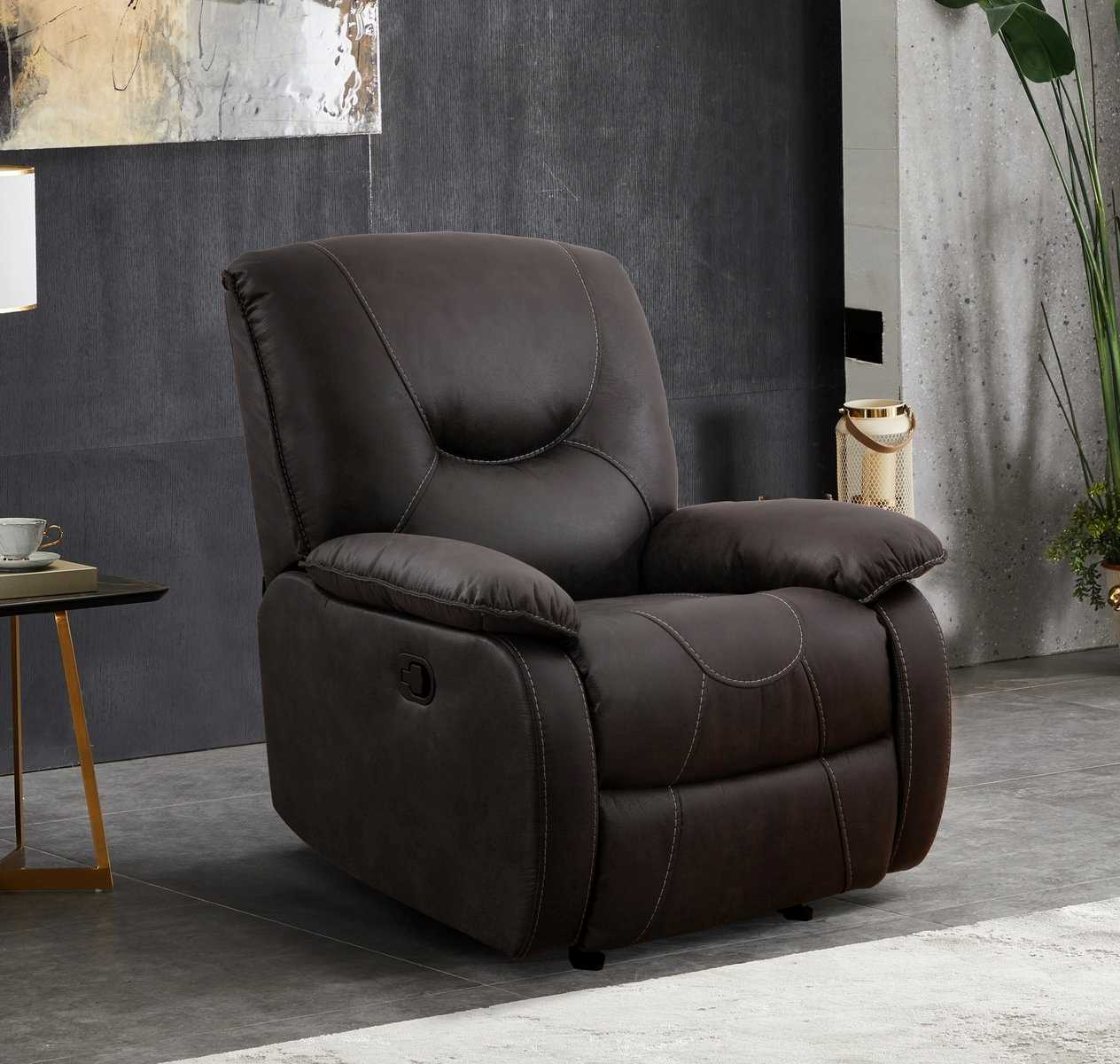 Fauteuil inclinable en tissu peau d'éléphant gris 6350