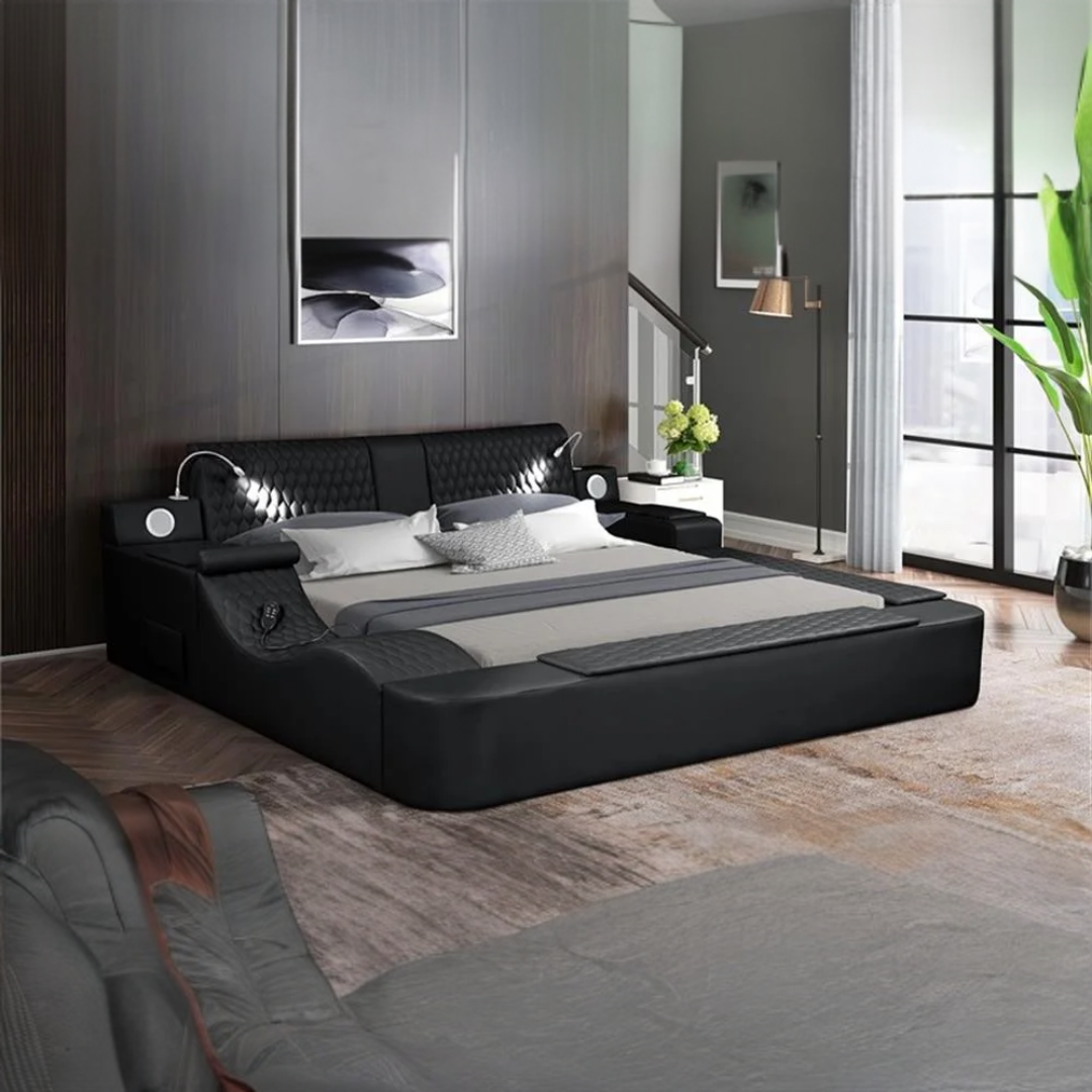 Rezova – Queen Bed – PU (Black)