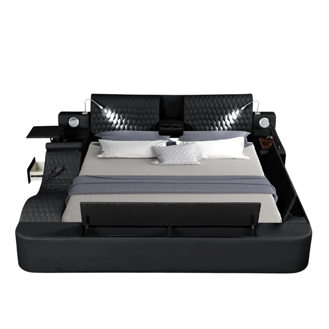 Rezova – Queen Bed – PU (Black)