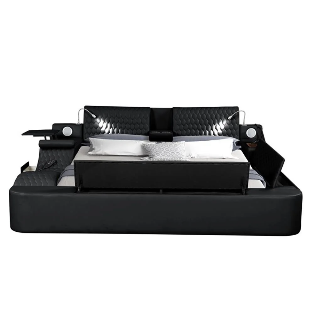 Rezova – Queen Bed – PU (Black)