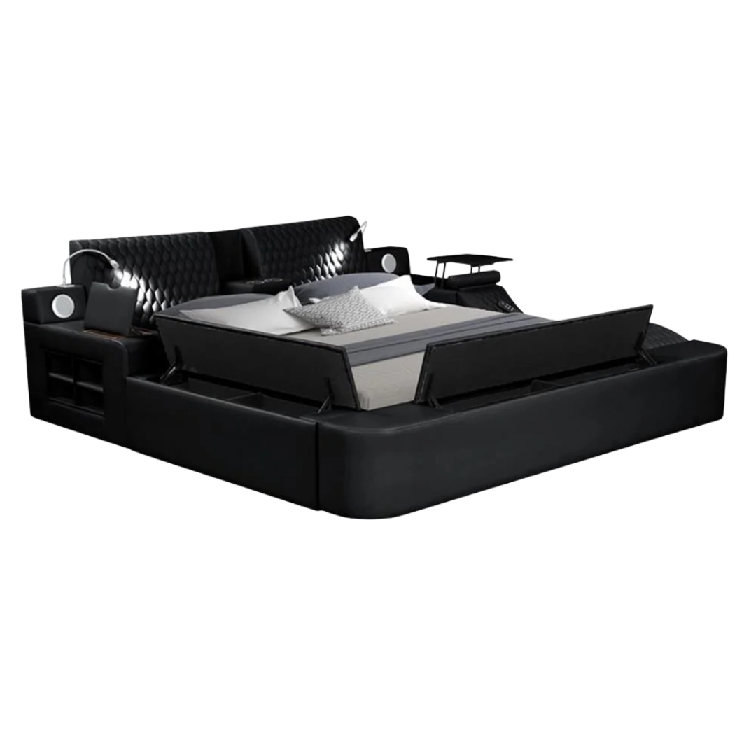 Rezova – Queen Bed – PU (Black)