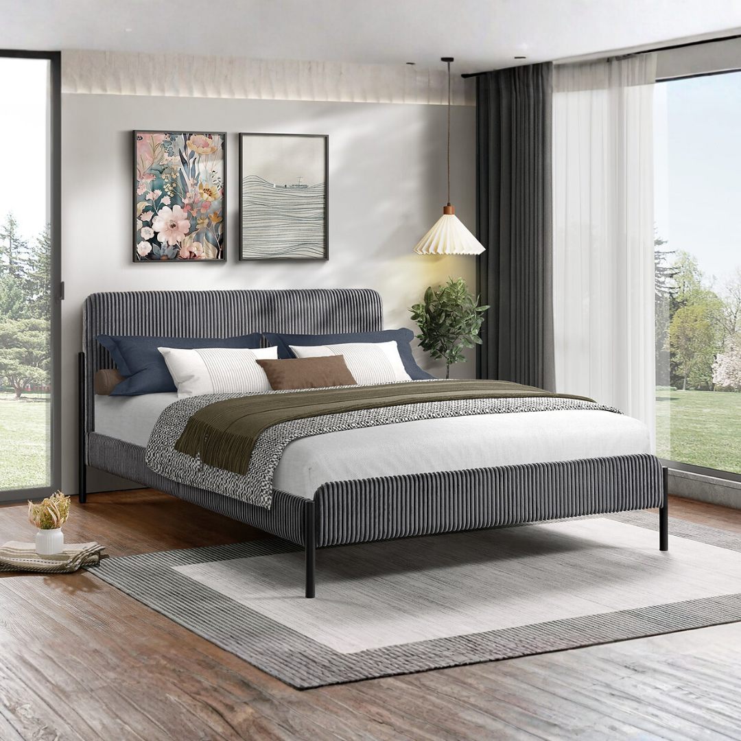 Rivaro – Lit double – Velours côtelé