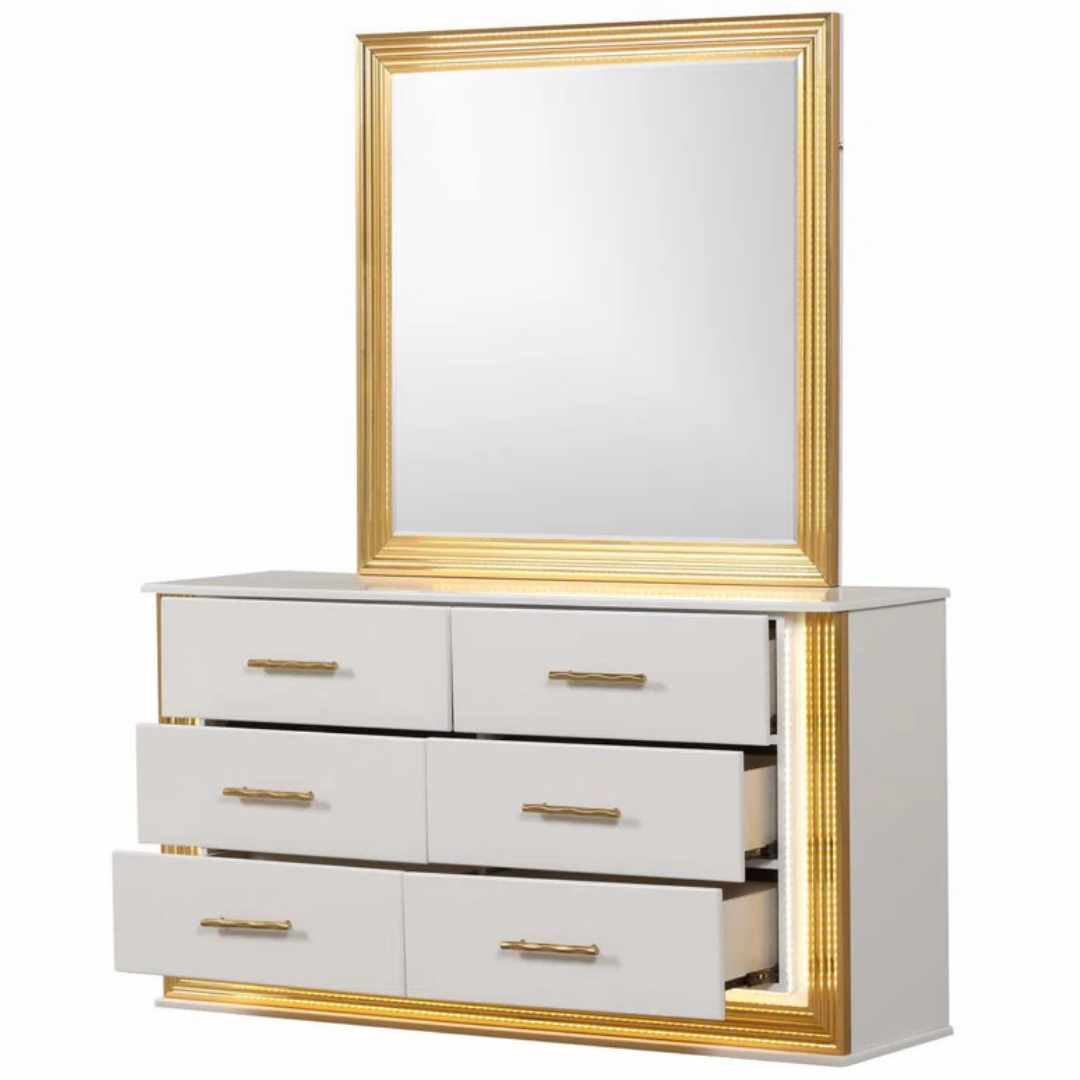 Rosaluxe – Bedroom Set – King – White/Rose Gold
