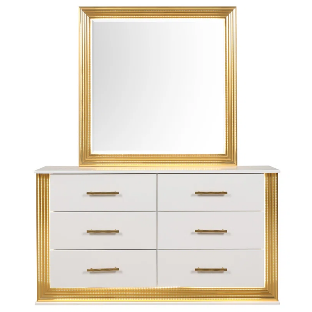 Rosaluxe – Bedroom Set – King – White/Rose Gold