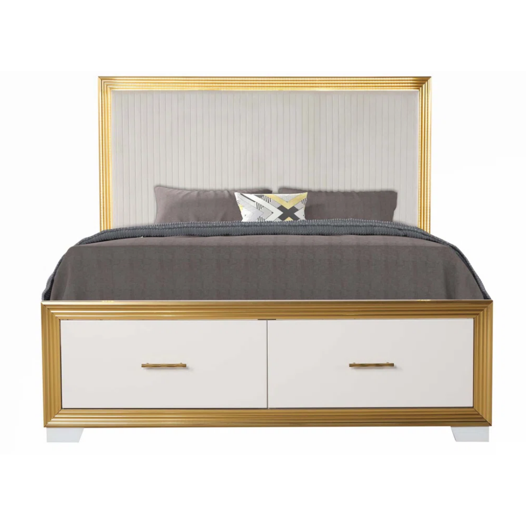 Rosaluxe – Bedroom Set – King – White/Rose Gold