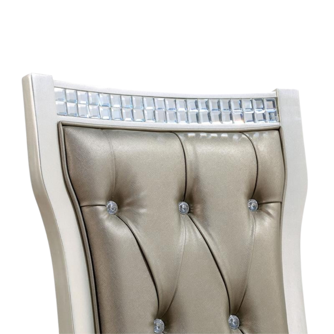 Atlas Rectangle – Ensemble de salle à manger rectangulaire – Finition champagne / Similicuir gris chaud