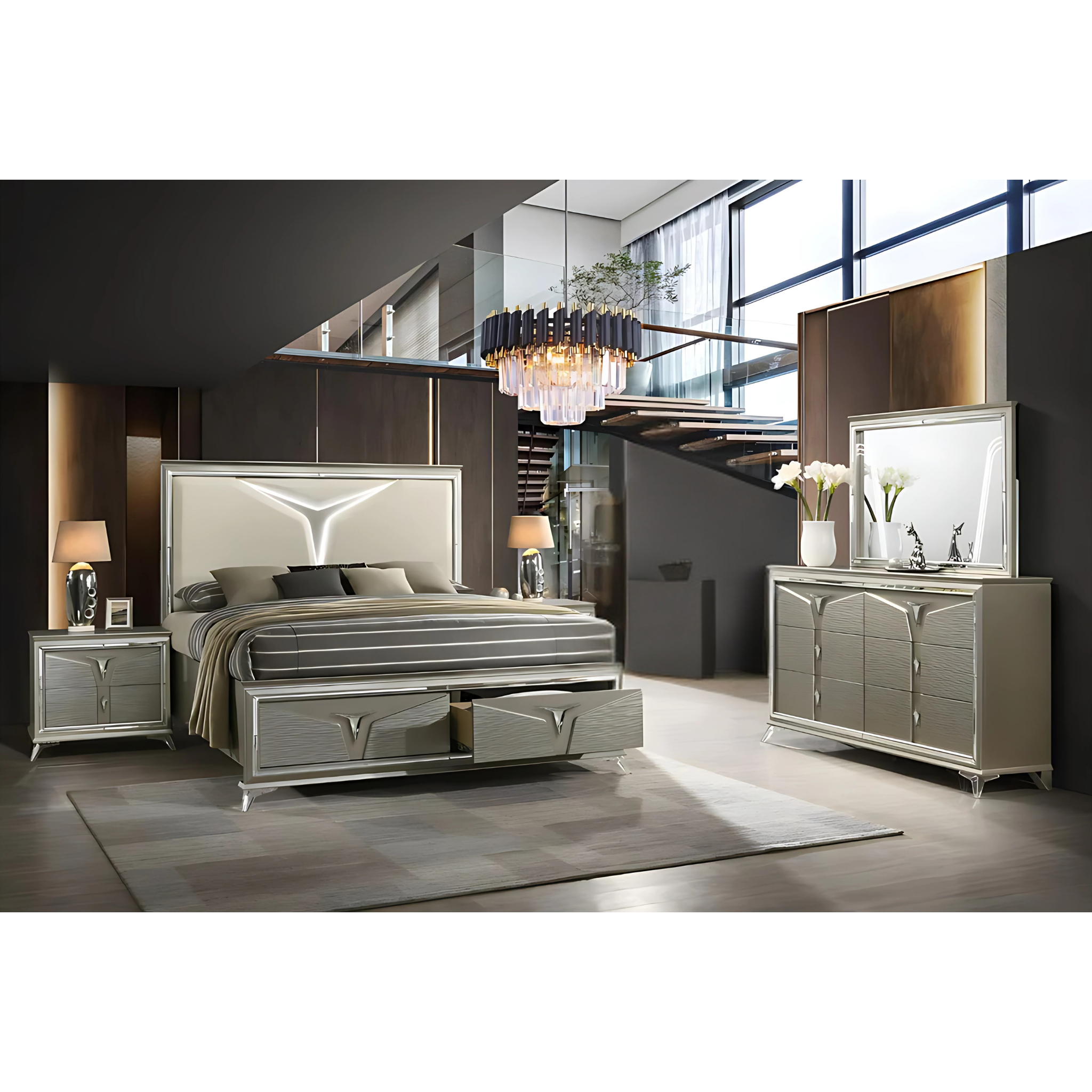 Queen Bedroom Set – Samantha Silver