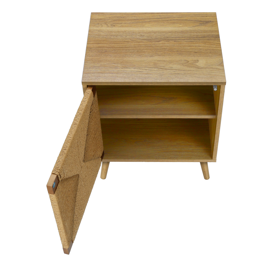 Seagrano – Night Stand – Light Walnut / Seagrass-Look Door