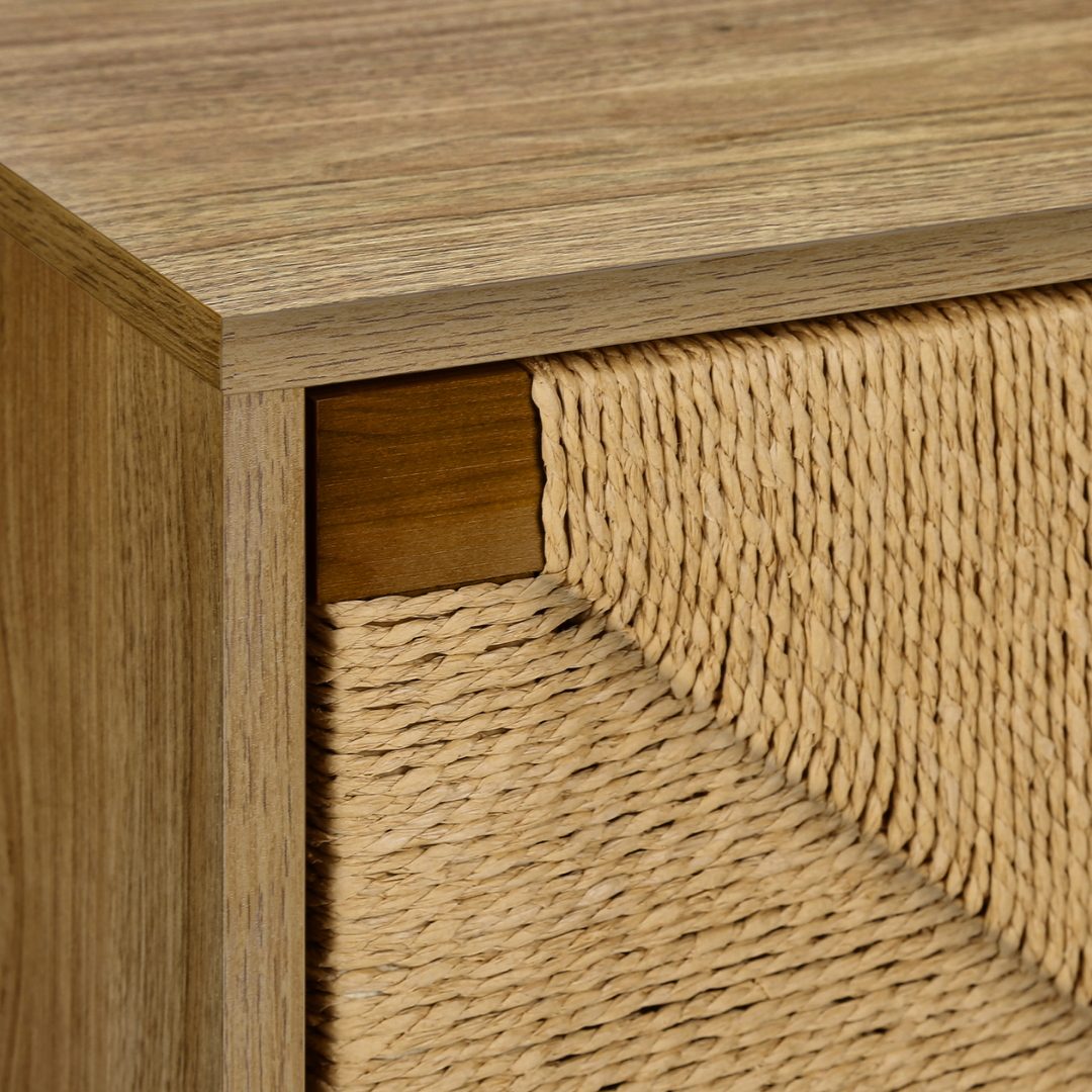 Seagrano – Night Stand – Light Walnut / Seagrass-Look Door