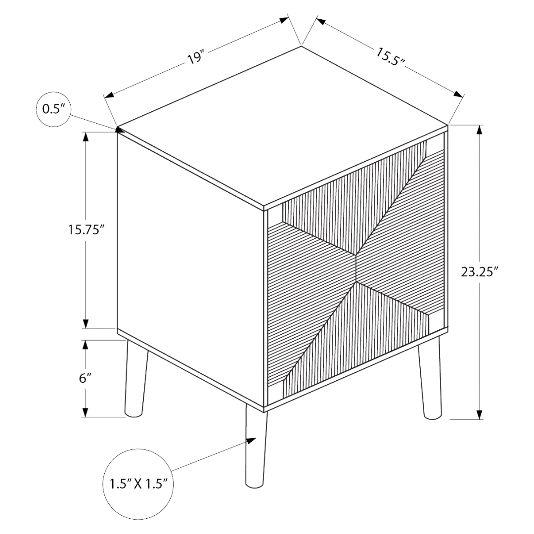 Seagrano – Night Stand – Light Walnut / Seagrass-Look Door