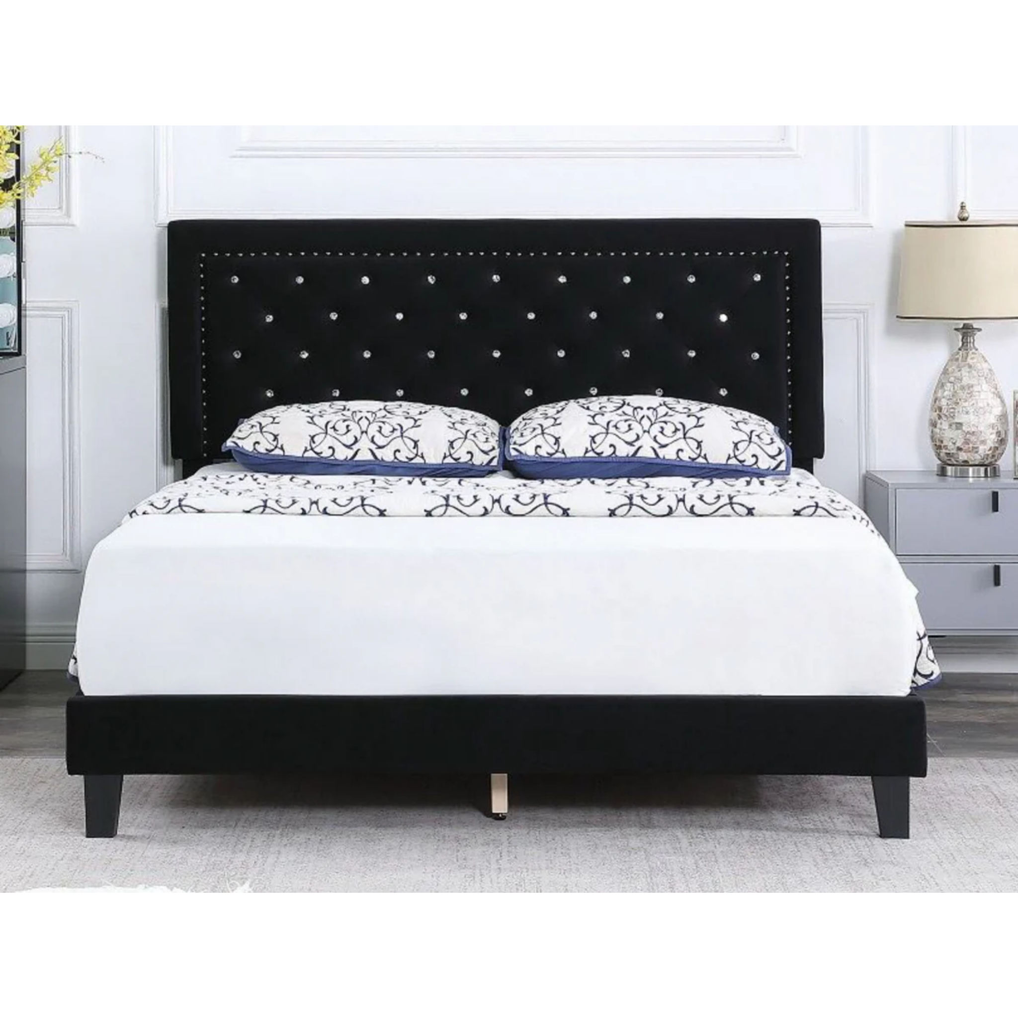 King Bed - SOLO - Velvet Upholstered Bed Frame