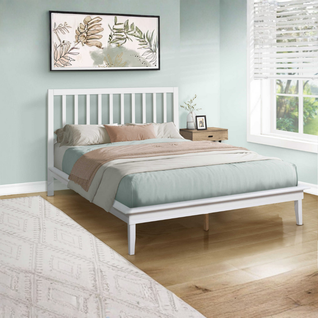 Solvar – Lit Queen – Bois massif (Blanc)