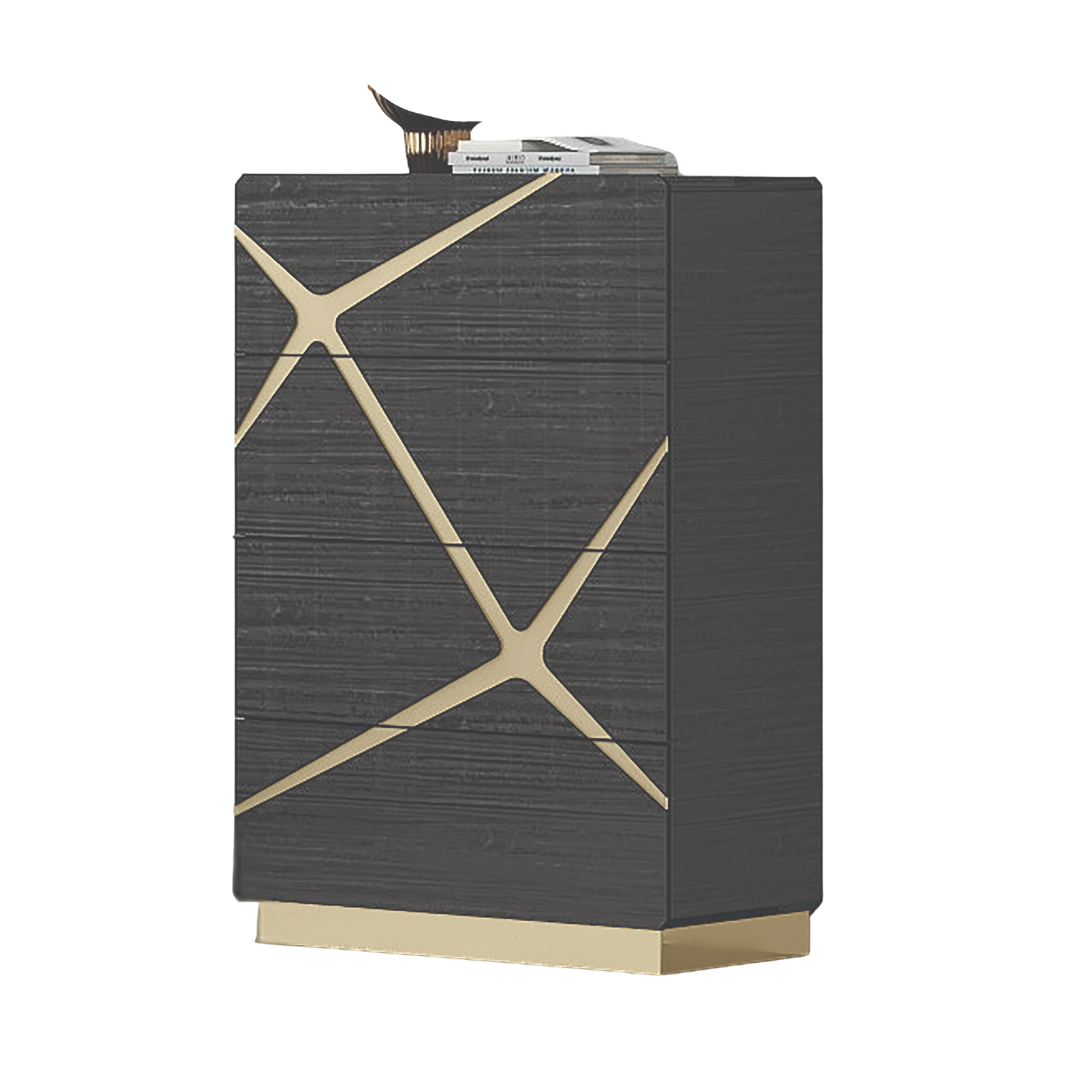 Noctova – Chiffonnier noir et or laqué 46 po