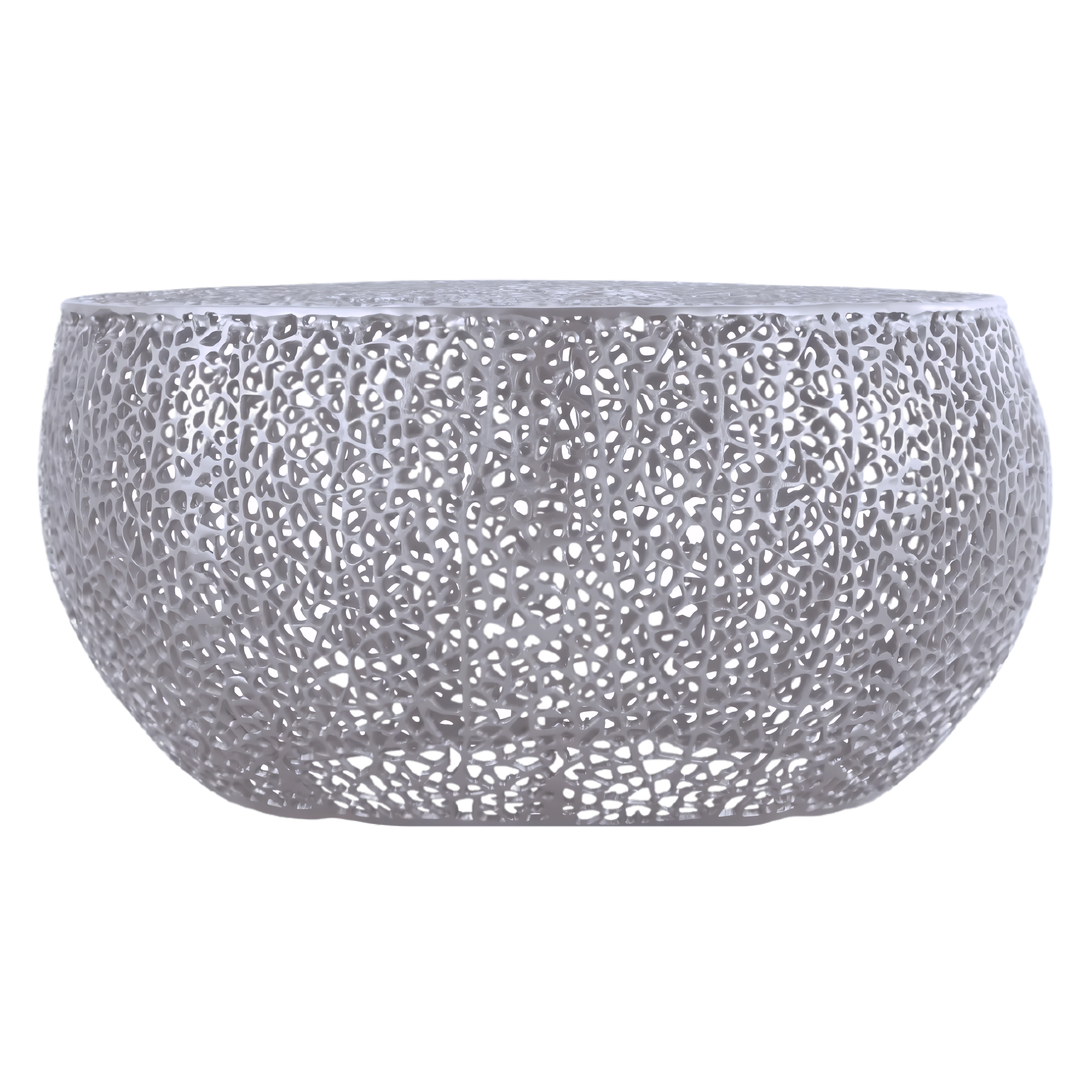 Varello – Table basse ronde en métal tressé – Argent