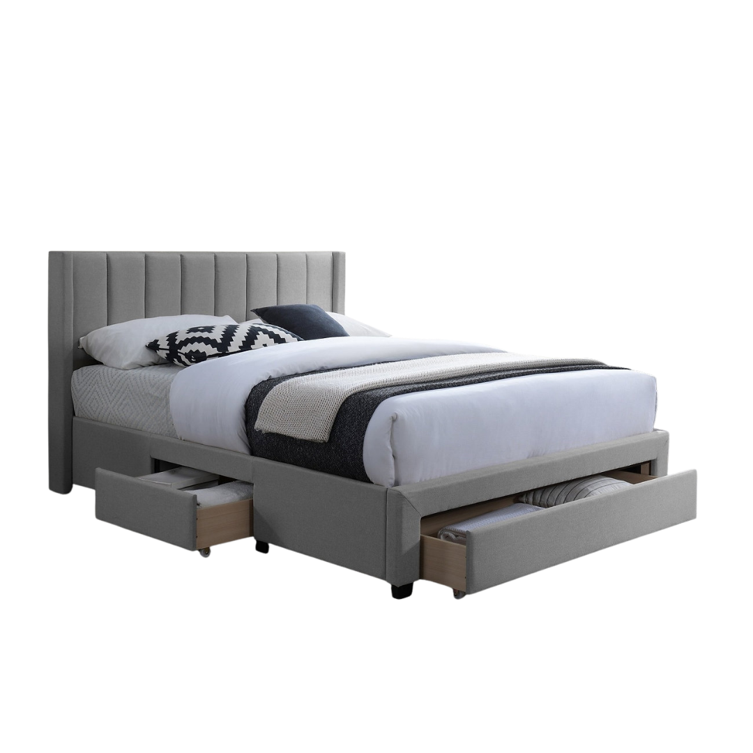 Tavrix – Queen Bed – Fabric (Grey)