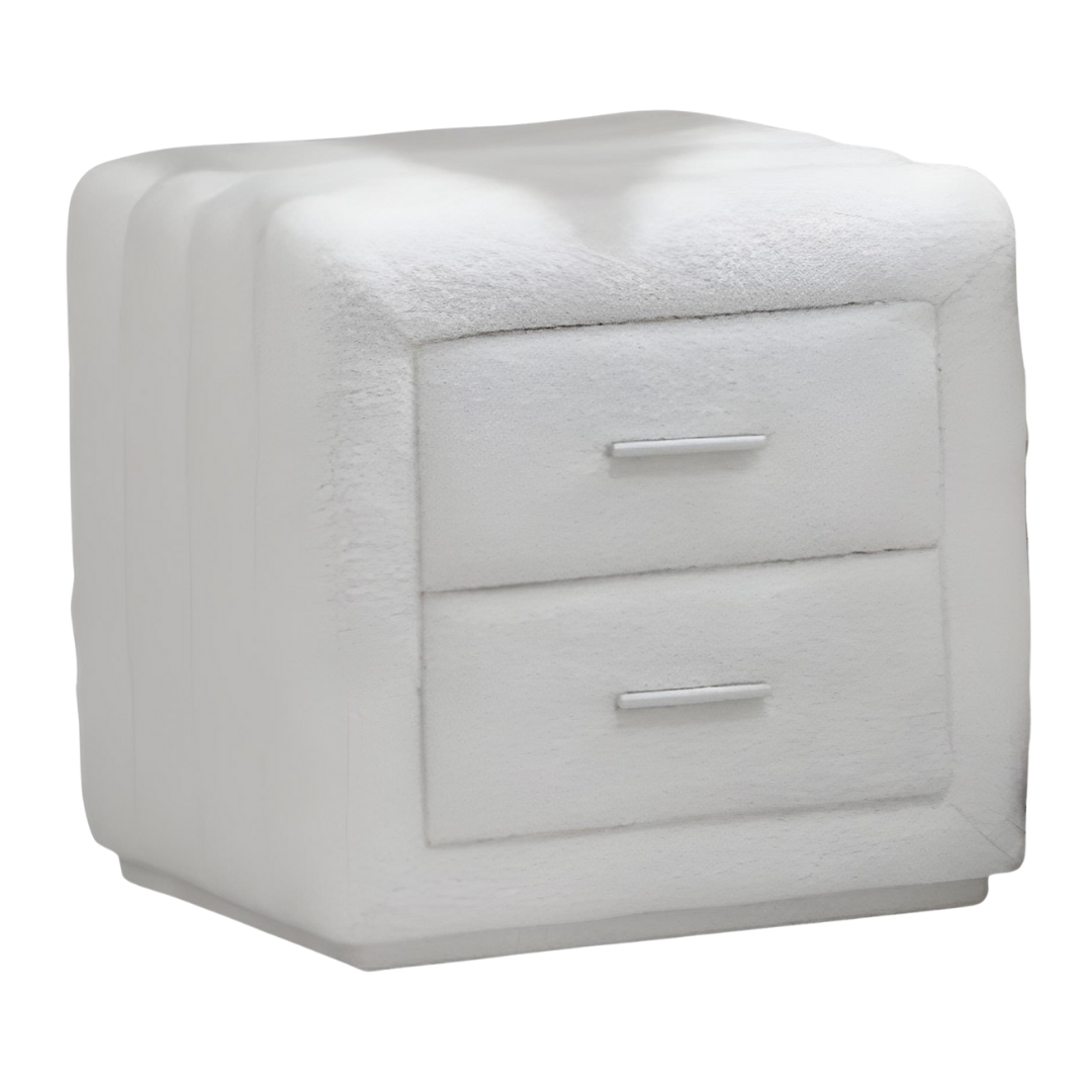 Teddora – Night Stand – White Teddy Fabric