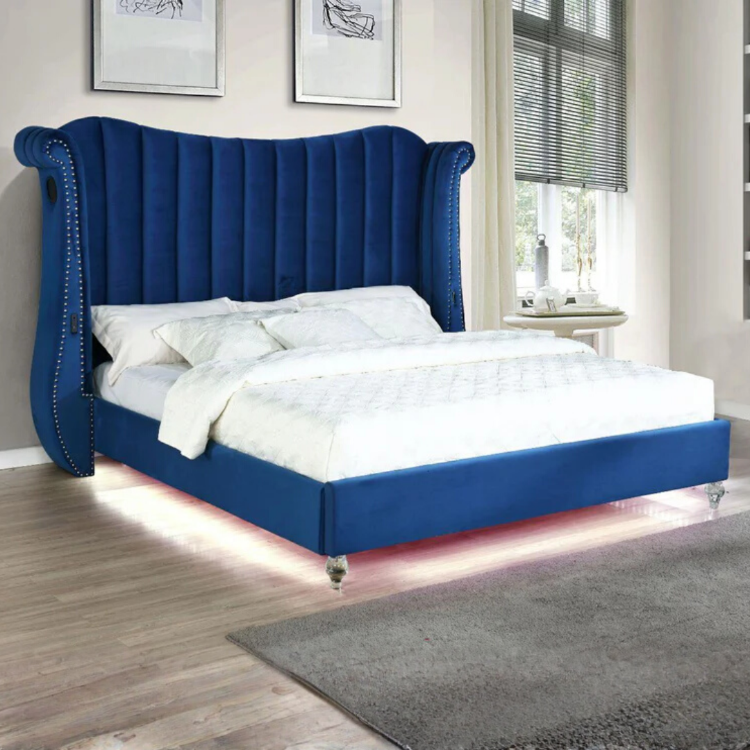 Tulvion – Queen Bed – Velvet (Blue)