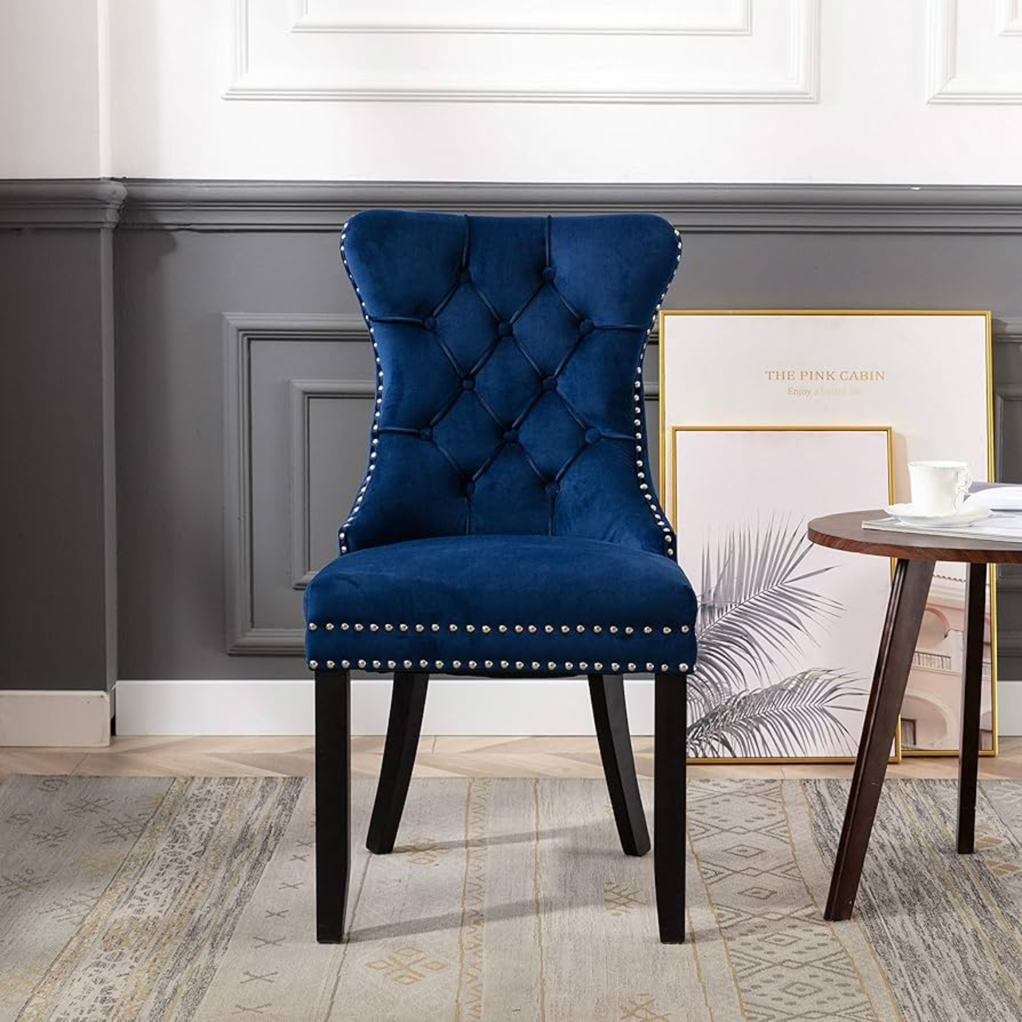 Chaise de salle à manger bleue 2 pièces C-1222