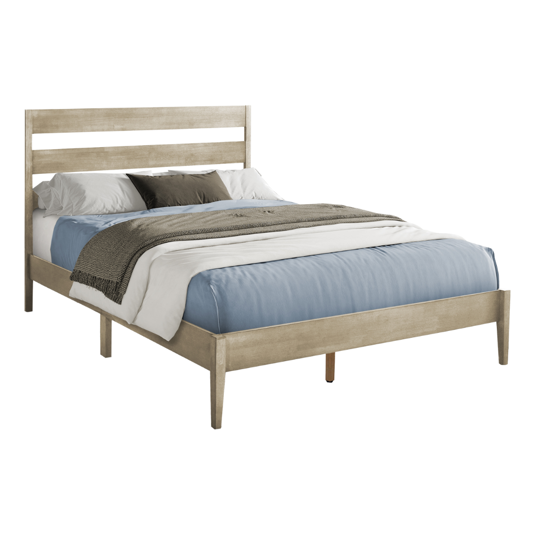 Valden – Queen Bed – Solid Wood (Grey)