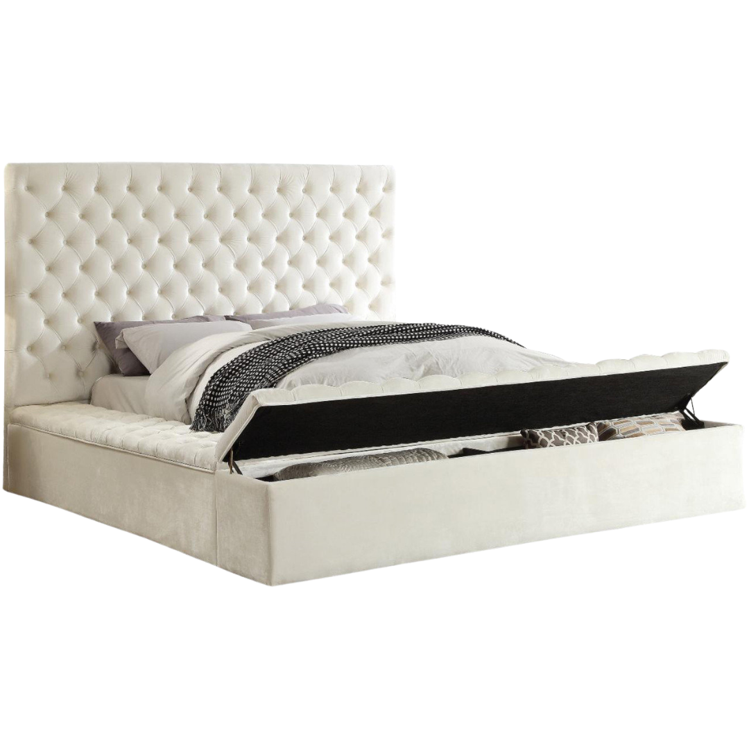 Vantero – Queen Bed – Velvet (Cream)